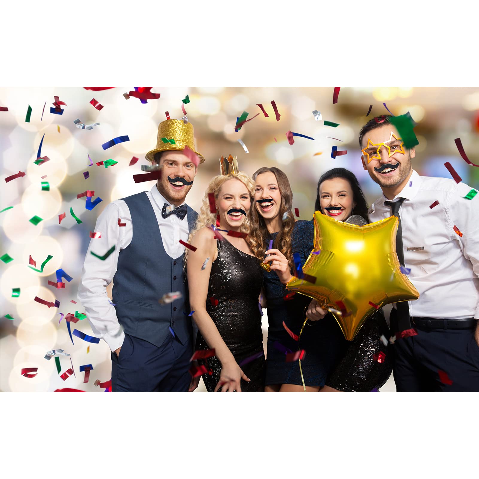 12-Piece Party Costume Set - Funny Masquerade Props with Fake Beards & Colorful Mustaches for Halloween, Cosplay & Themed Parties - Perfect for Costume Parties, Dress-Up Games & Photo Booths