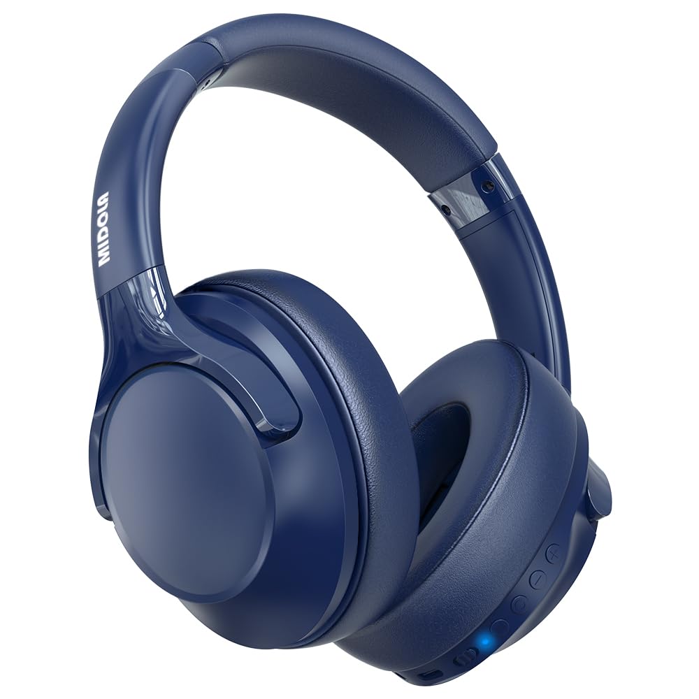 MIDOLA Bluetooth Headphones Over Ear - 68H Playtime, HiFi Stereo, Deep Bass, Foldable & Lightweight Wireless Headset with Mic - Perfect for Travel, Home Office, Gaming & Cellphone Use (Blue)