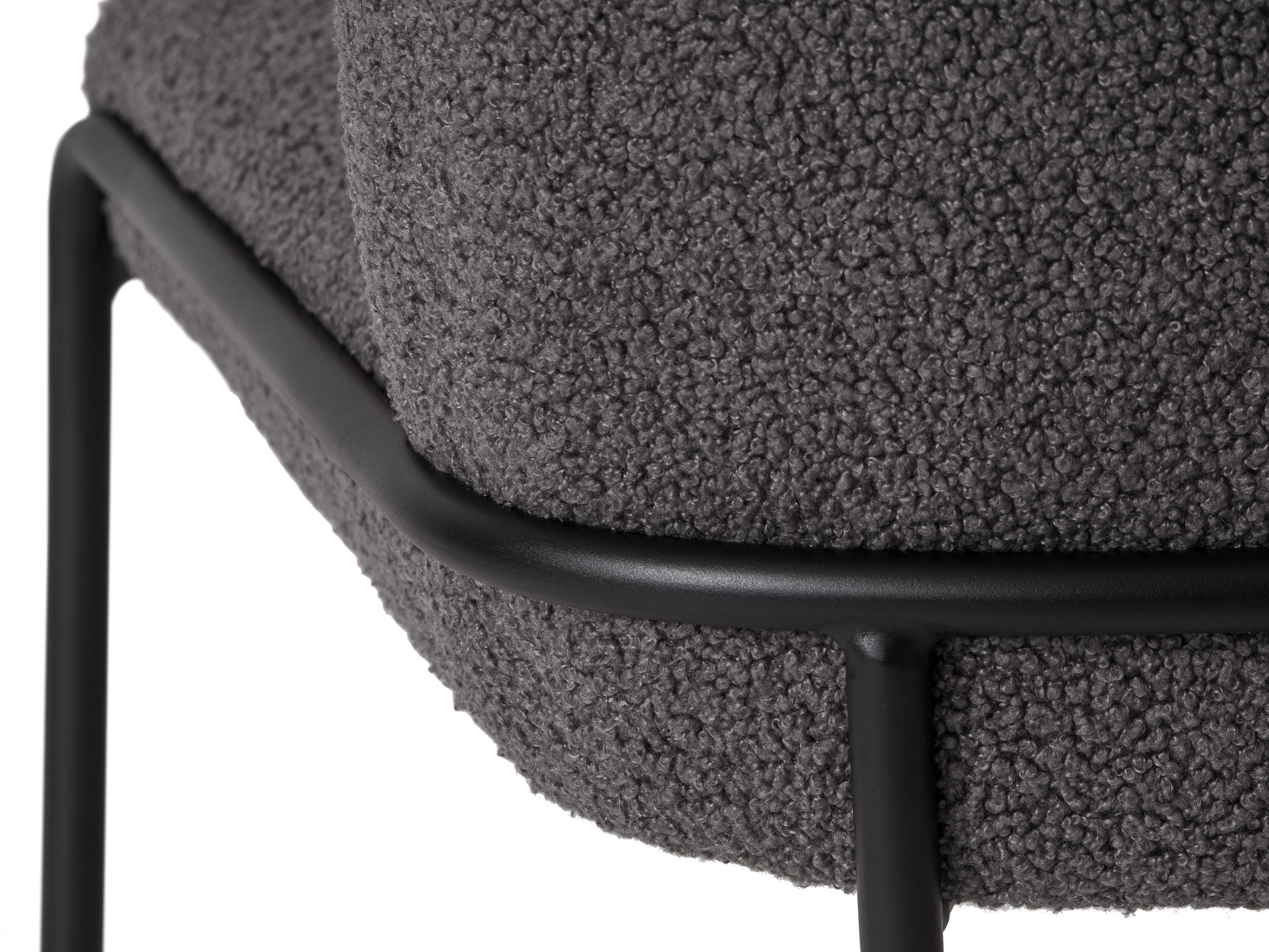 Grey Boucle Bar Stool - Modern Upholstered Counter Height Stool with Metal Legs for Kitchen Island, Breakfast Nook & Home Decor