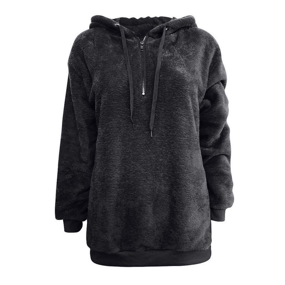 Women's Warm Fluffy Winter Hoodie Sweatshirt - Soft Fleece Pullover Jumper with Hood (XXXXXL, Dark Gray) for Cold Weather, Outdoor Activities & Casual Wear