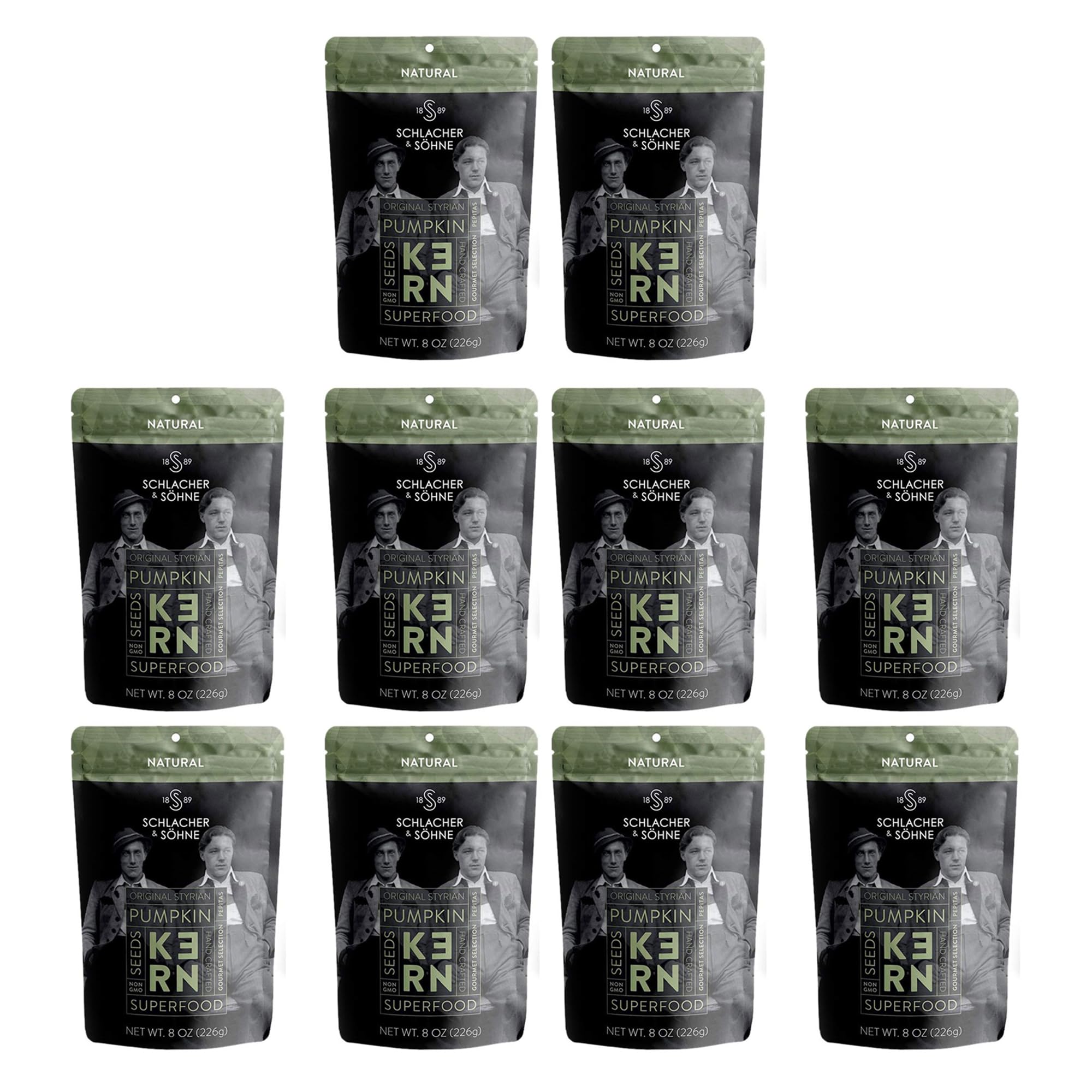 Premium Styrian Pumpkin Seeds by Schlacher & Söhne - 100% Pure, Raw & Unsalted | High-Protein Superfood Snack | Austria-Made Natural Pepitas (10-Pack) | Perfect for Salads, Baking & Healthy On-the-Go Snacking