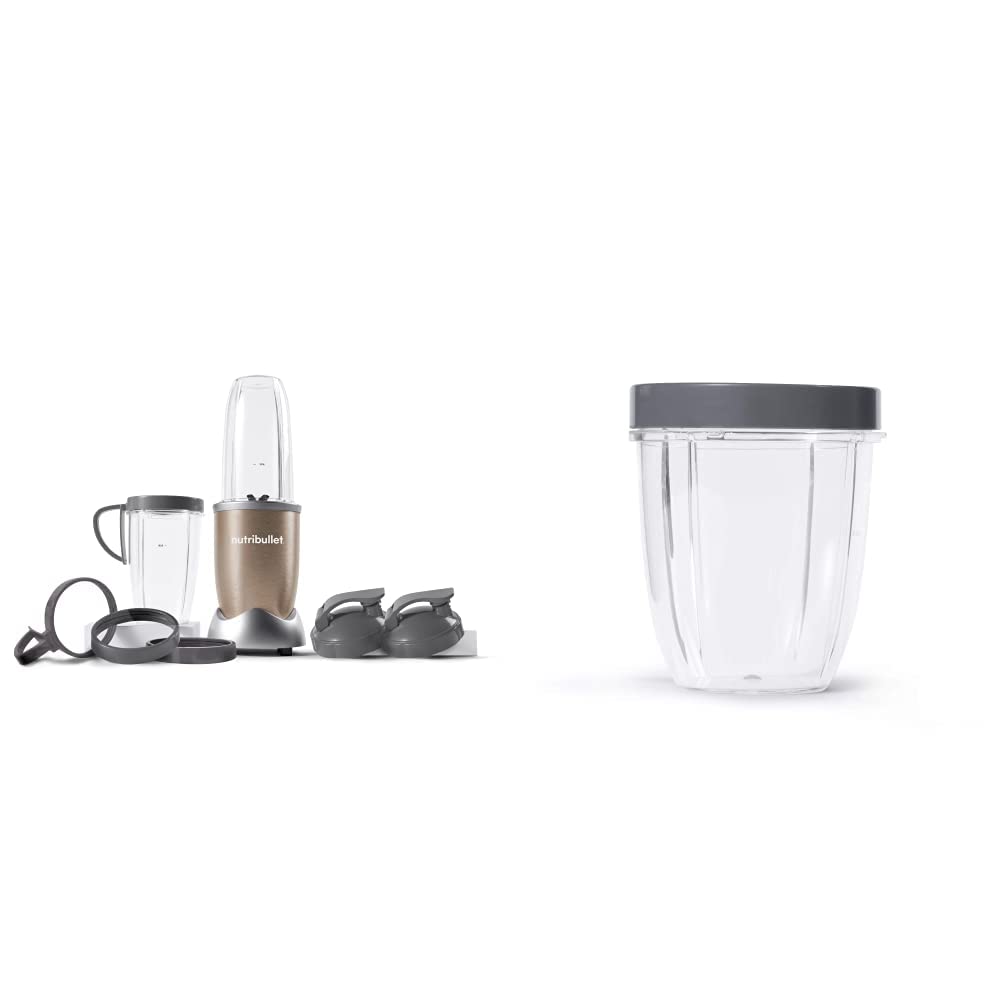 NutriBullet Pro 900W High-Speed Blender - 13-Piece Mixer System with Recipe Book, 18oz & 32oz Cups (Champagne/Gray) - Perfect for Smoothies, Protein Shakes & Meal Prep