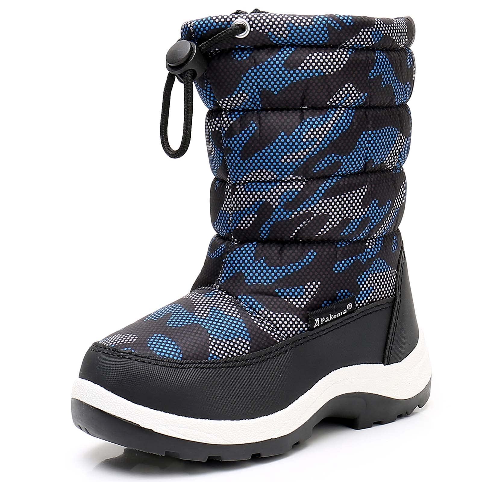 Apakowa Waterproof Winter Snow Boots for Kids - Cold Weather & Water Resistant (Toddler, Little Kid, Big Kid) | Perfect for Snow Play, Outdoor Adventures & School Winter Activities