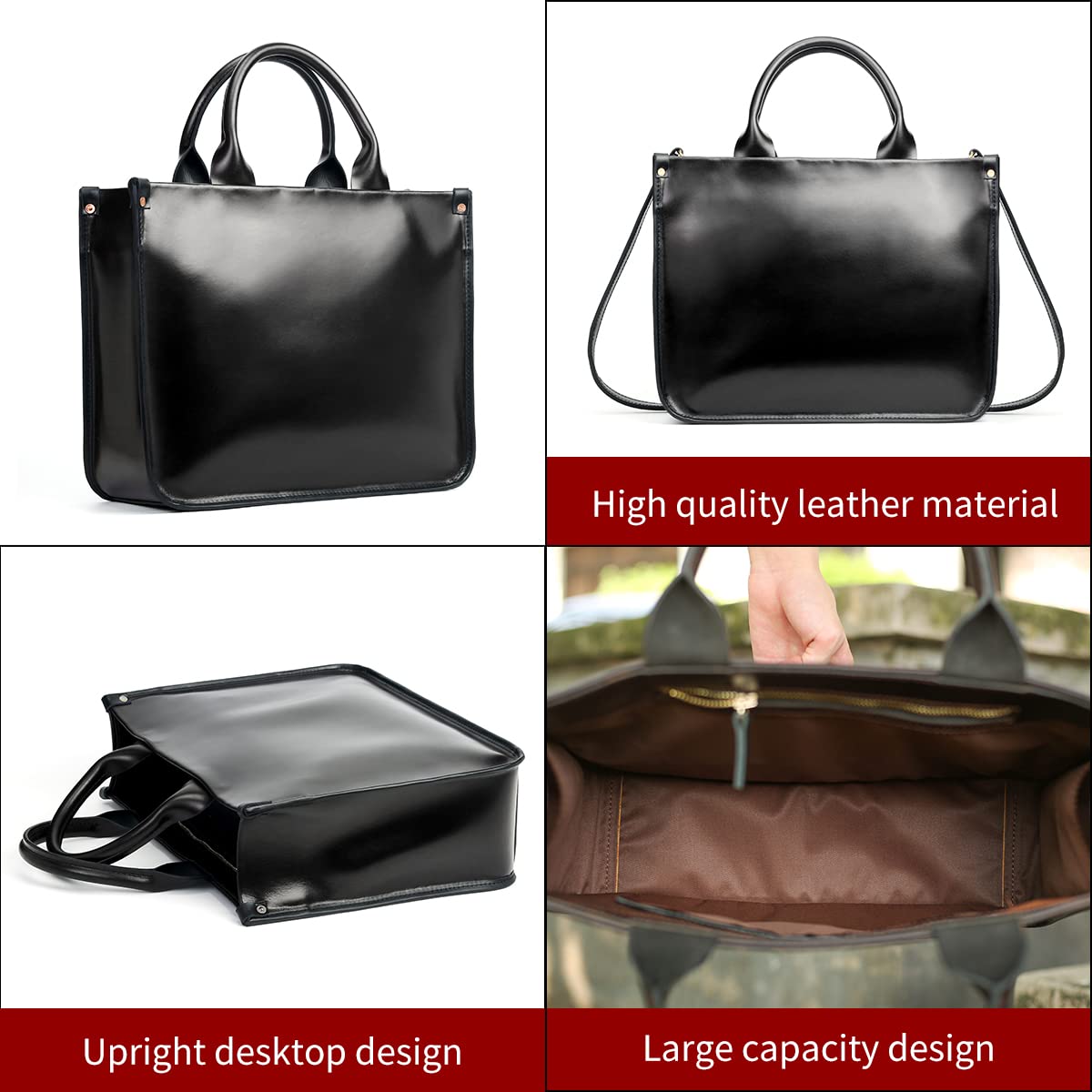 Genuine Leather Tote Bag for Women - Large Top Handle Shoulder Purse - Stylish & Durable Ladies Handbag for Work, Travel & Everyday Use