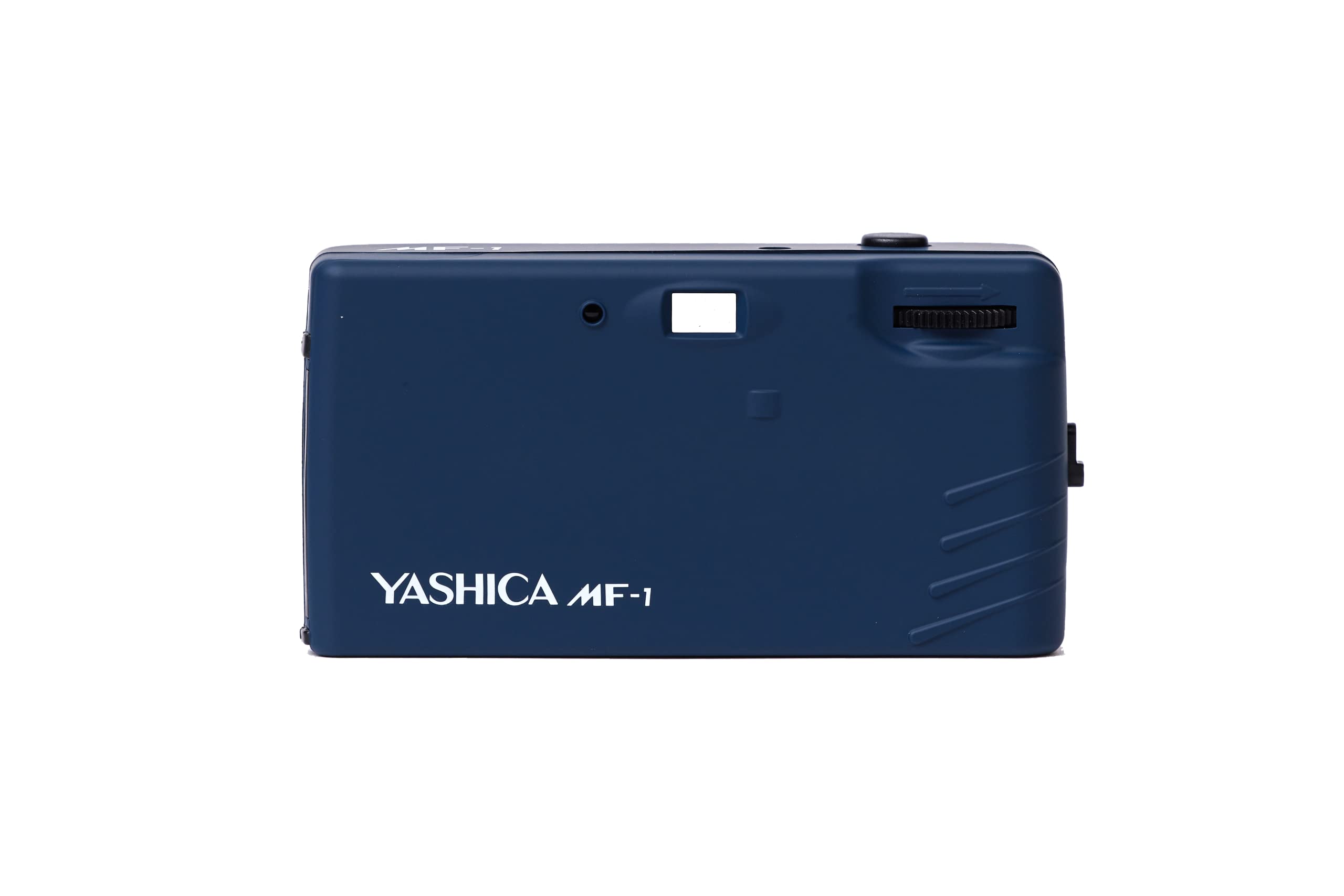 YASHICA MF1 Dark Blue 35mm Film Camera Kit with Rechargeable Battery, Strap & Preloaded Film - Sustainable Disposable Camera for Travel, Weddings & Vintage Photography