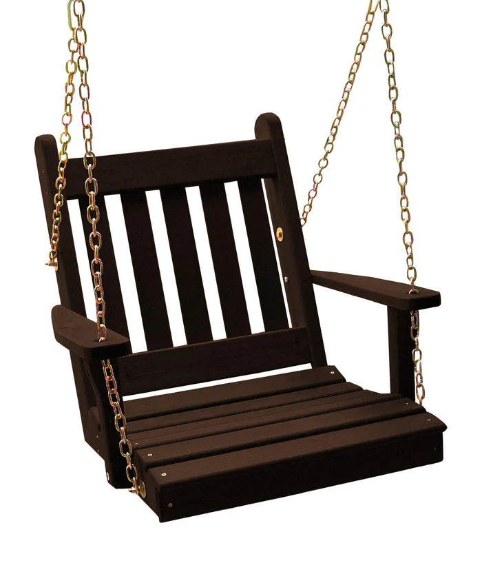 Regallion 2' Traditional Wooden Porch Swing Chair - Outdoor Hanging Swing for Garden, Patio, Deck - Perfect for Relaxing & Lounging