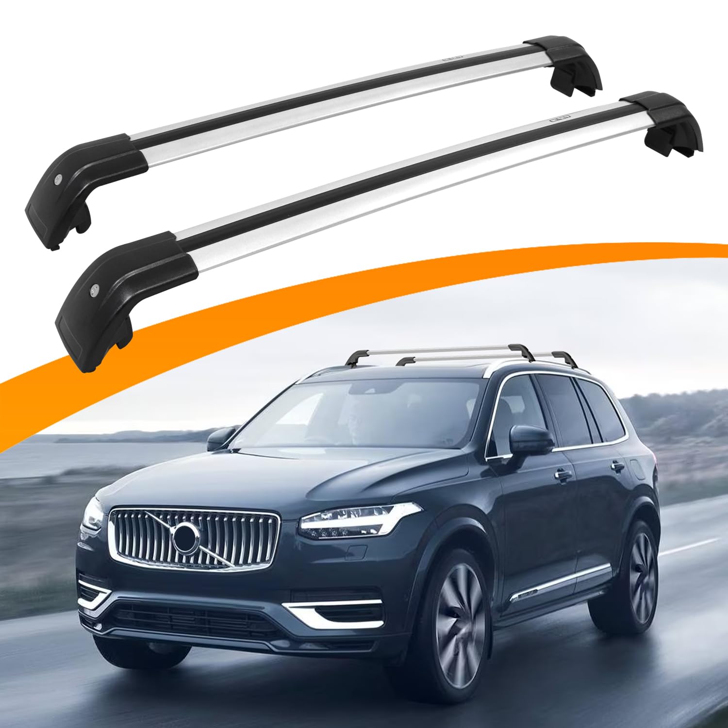 Volvo XC90 Cross Bars 2015-2025 - Snailfly Lockable Roof Rack Cargo Carrier for SUV Luggage & Outdoor Gear - Perfect for Camping, Skiing & Road Trips