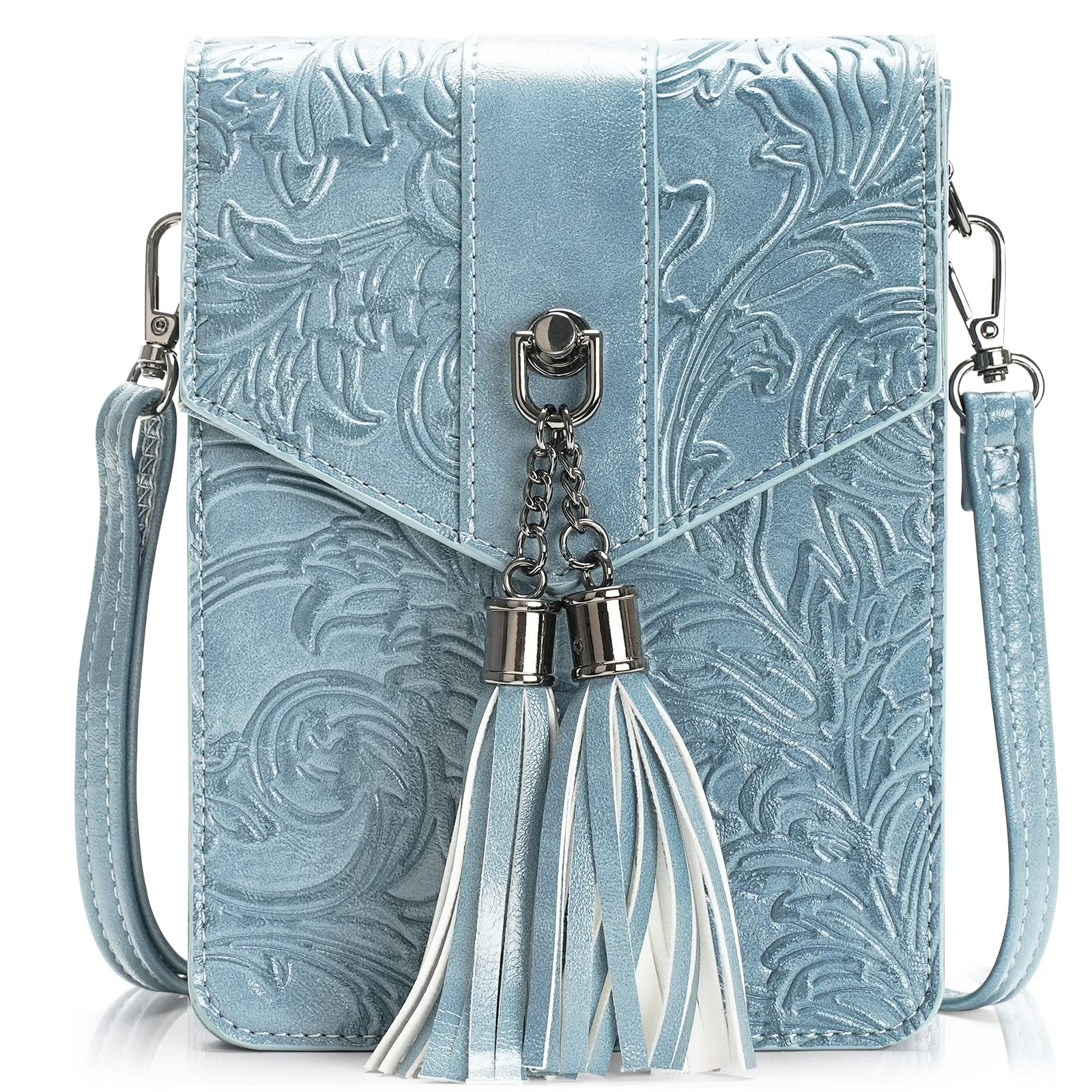 MEITRUE Women's RFID Crossbody Bag with Tassels - Stylish Mini Purse for Phone & Cards