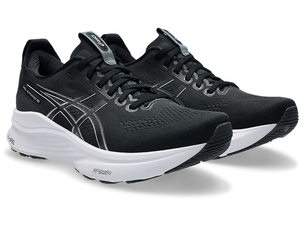 Men's ASICS GEL Kayano 32 Wide Running Shoes - Black/White (002) | Stability & Cushion for Road Running, Jogging & Daily Wear