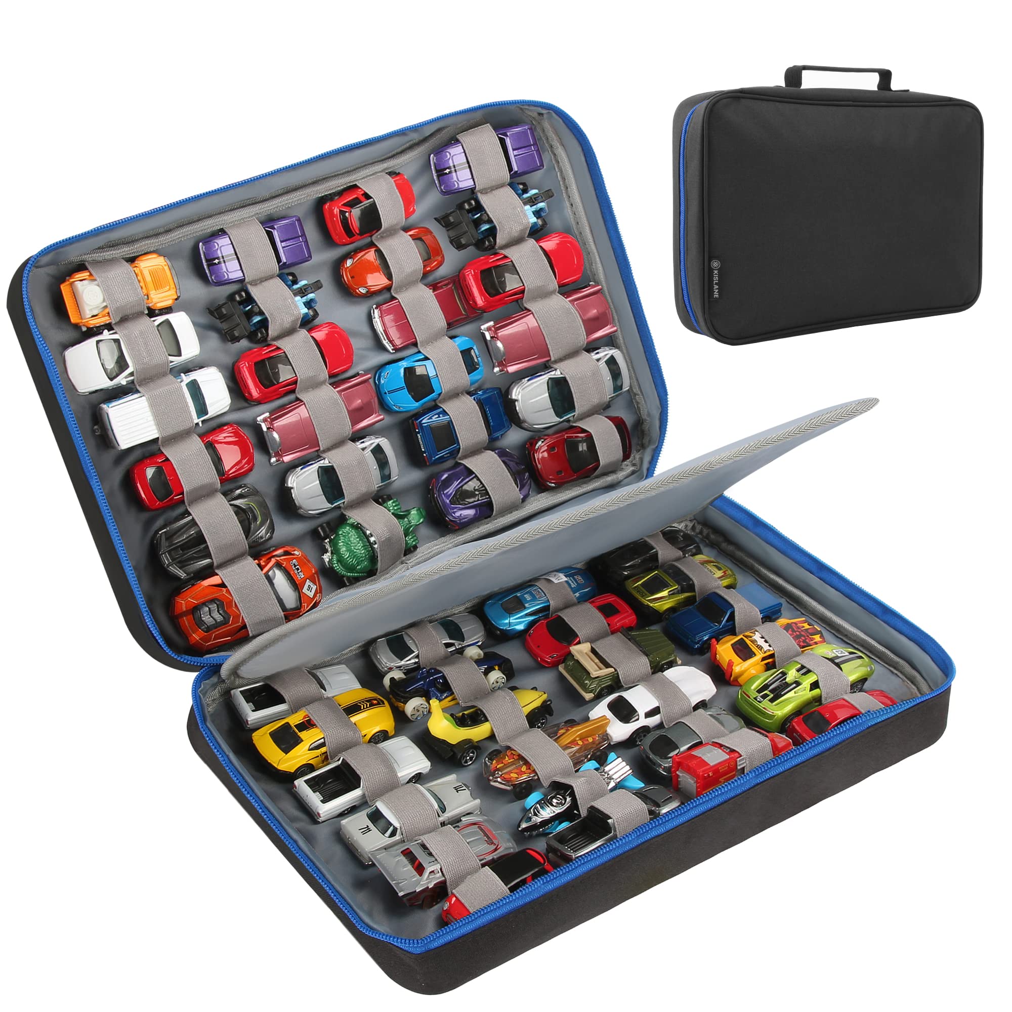 KISLANE 48 Toy Car Storage Case - Durable Black Organizer for Kids' Toy Cars - Perfect for Travel, Playroom & Birthday Gifts