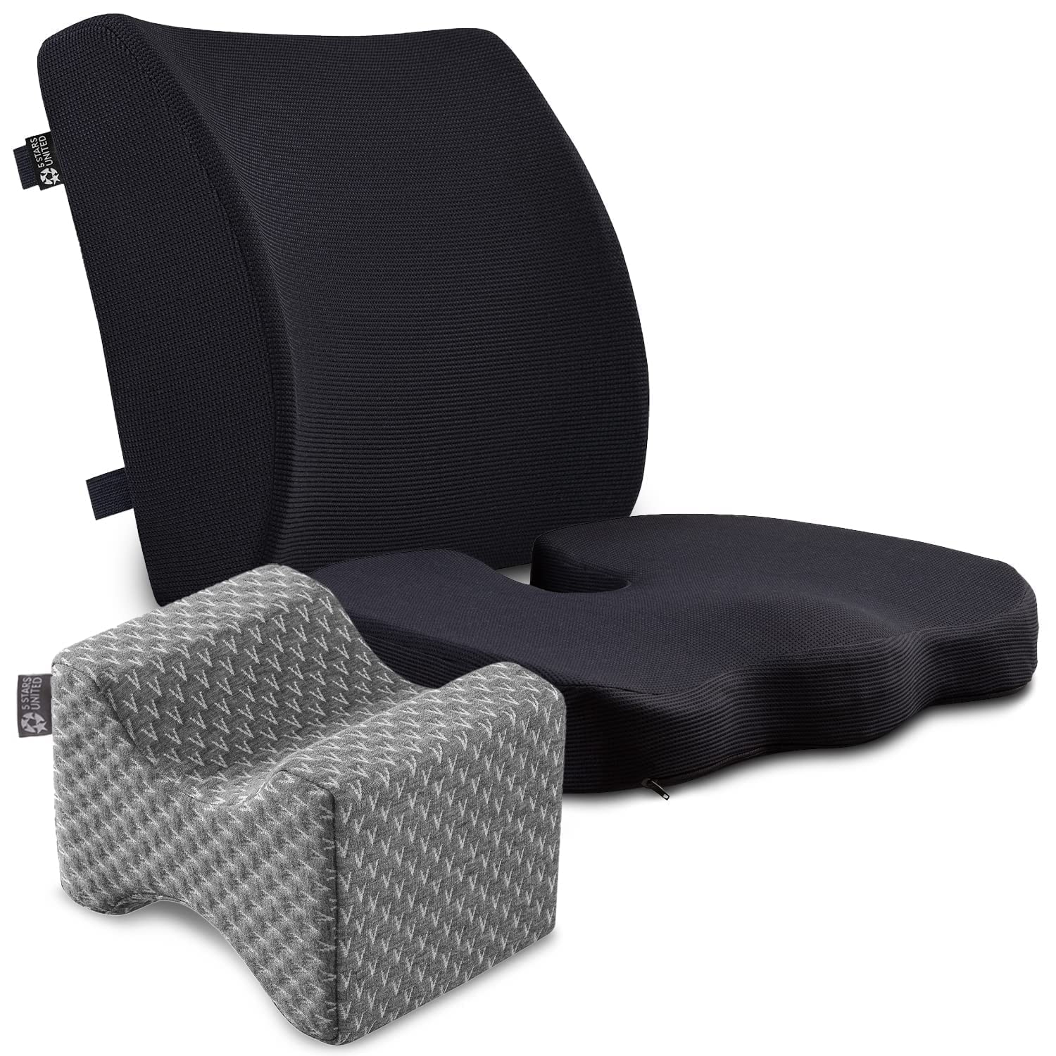 **Orthopedic Knee Pillow for Side Sleepers & Memory Foam Seat Cushion - Office Chair Support for Back Pain Relief - Perfect for Home, Office & Travel Use**