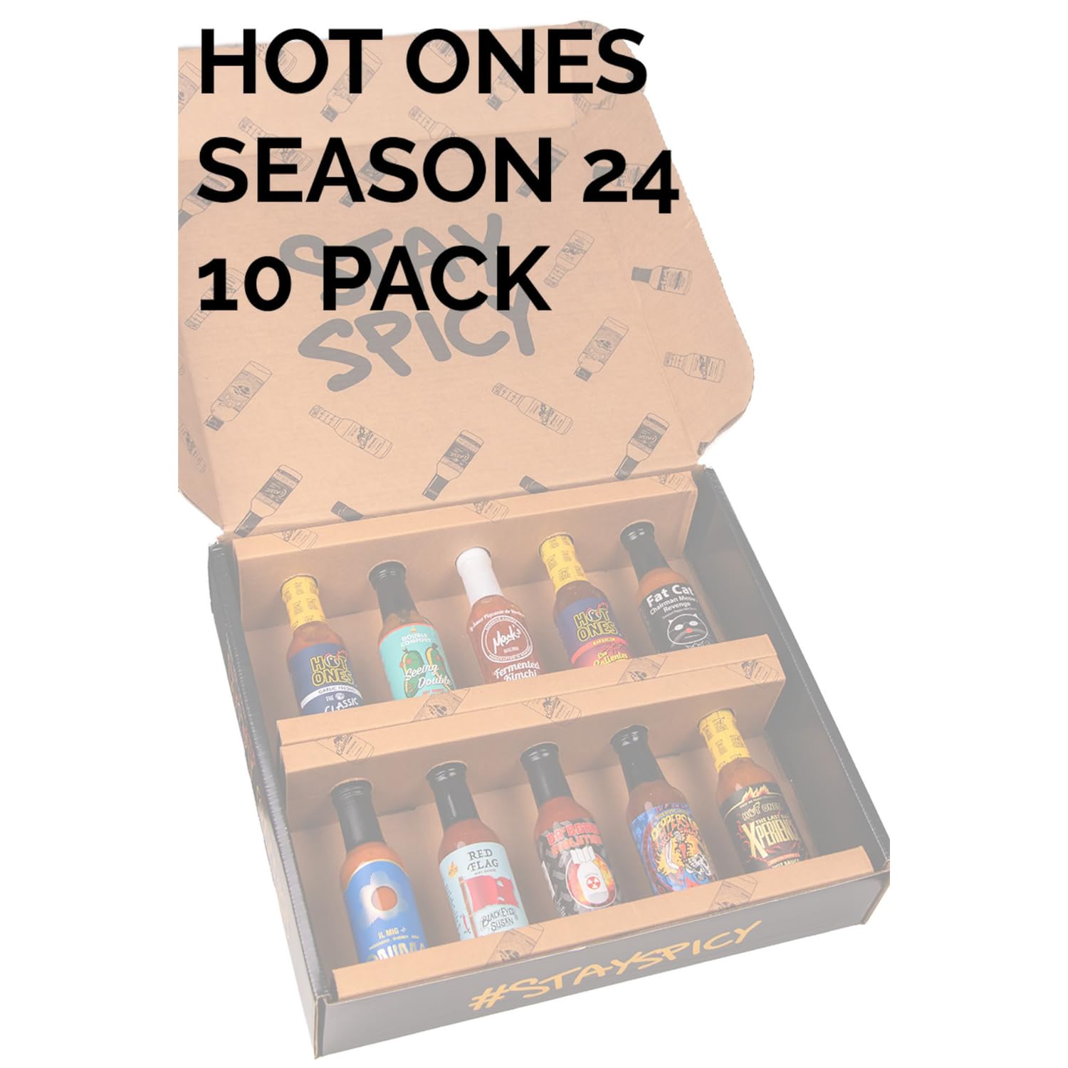 Hot Ones Season 24 Hot Sauce Gift Set - 10-Pack Small Batch Hot Sauce Sampler with Natural Ingredients (5 fl oz Bottles) - Perfect for Spicy Food Challenges, Gifts & Flavor Exploration