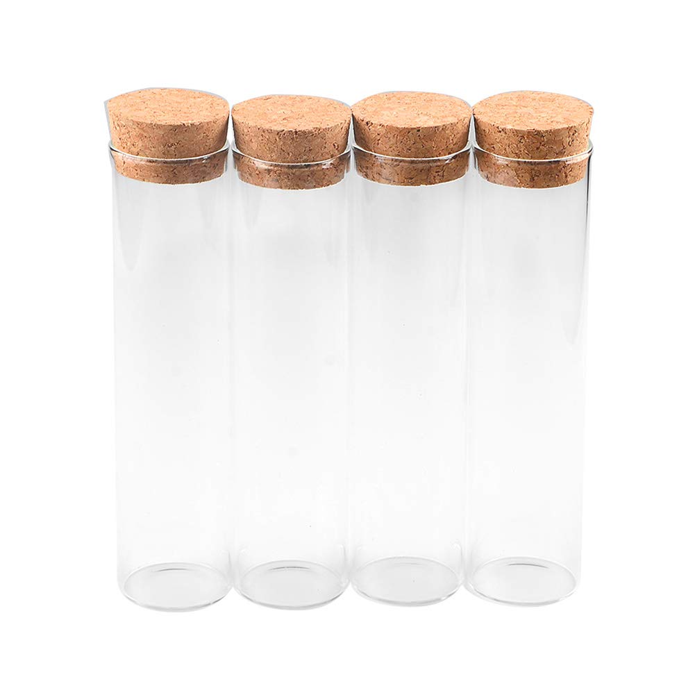 12pcs 100ml Clear Glass Test Tube Bottles with Cork Stoppers - Decorative Craft Jars for DIY Projects, Wedding Favors, Bath Salts & Essential Oils (37x150x34mm) - Perfect for Home Decor, Party Decorations & Science Experiments
