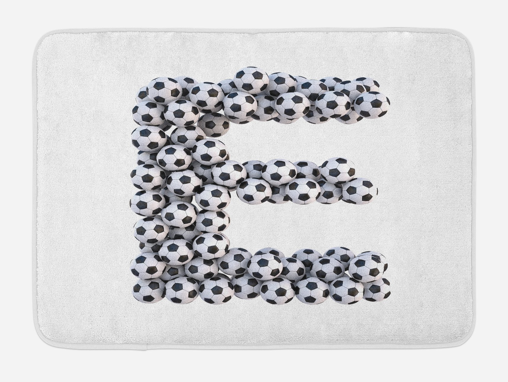 Ambesonne Non-Slip Plush Bath Mat with Letter E & Hexagon Balls Design - Classic Sporting Equipment Theme, 30.2