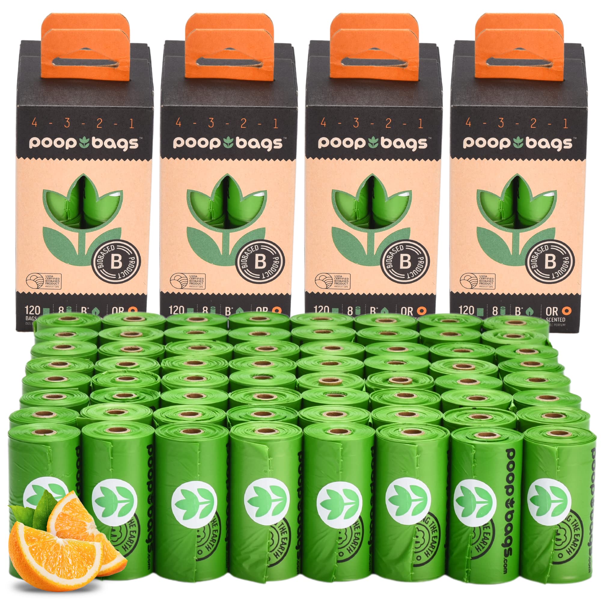 The Original Poop Bags® - USDA Certified Biodegradable Dog Waste Bags (960 Count) | Orange Scented, 38% Plant-Based, Extra Thick & Leak-Proof | Perfect for Daily Dog Walks, Park Visits & Backyard Cleanup
