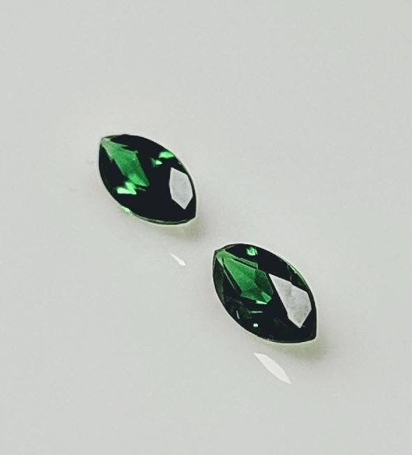 Natural Genuine Russian Chrome Diopside Marquise Faceted Loose Stones - 6x3mm, 0.55tcw, VVS Clarity - Perfect for Jewelry Making, Engagement Rings & Healing Crystal Collections