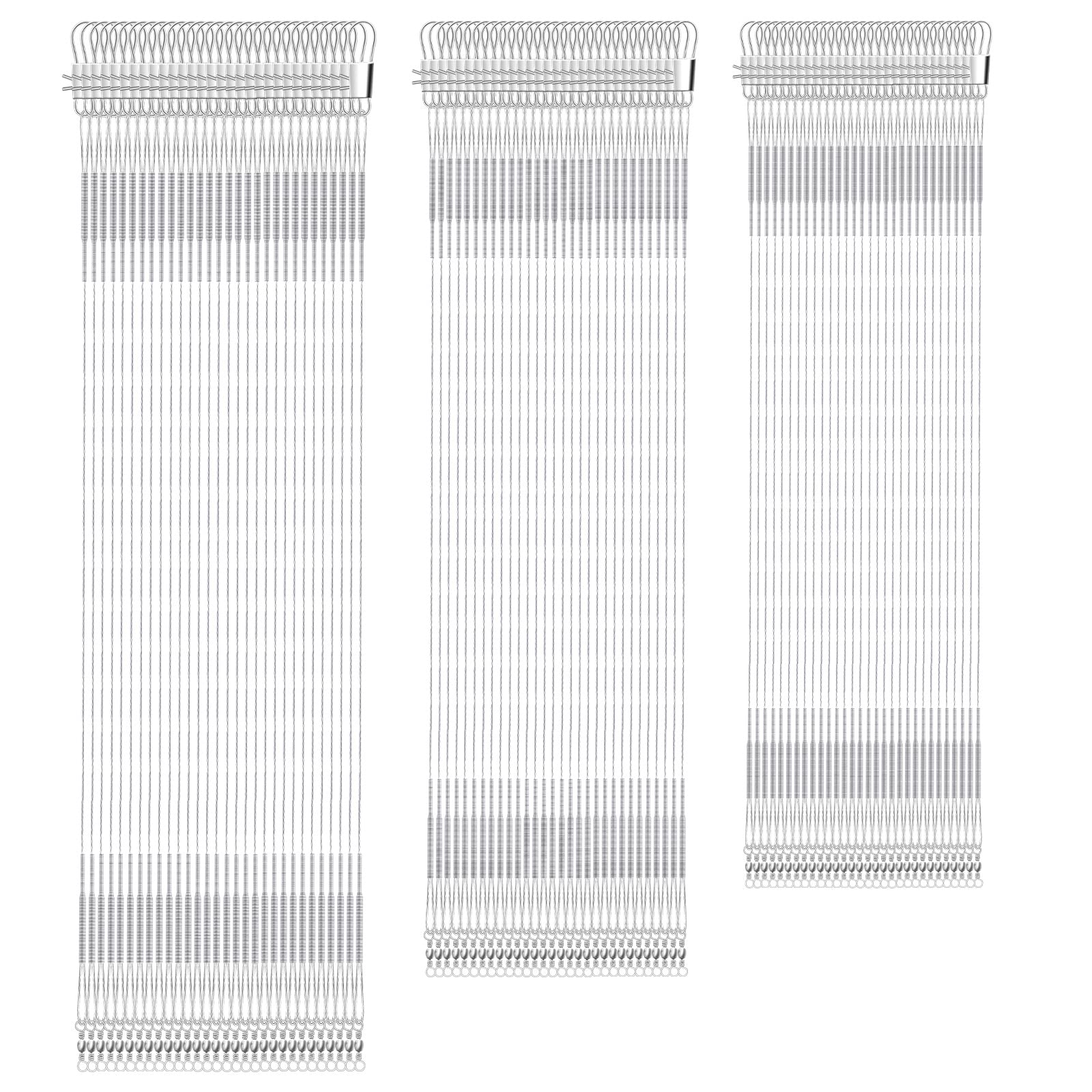90pcs Stainless Steel Fishing Leaders with Swivel Buckles - Saltwater & Freshwater Fishing Wire for Lures & Hooks (Silver) | Ideal for Bass, Trout, and Saltwater Game Fish