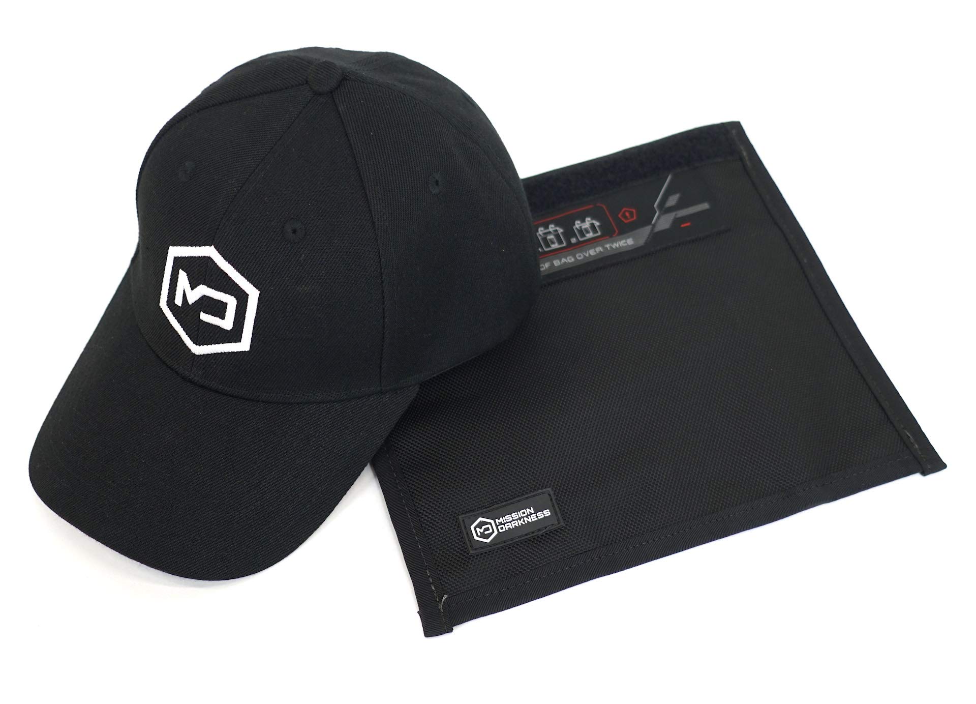 Mission Darkness Limited Edition Faraday Hat Bundle - EMF Blackout Hat & Phone Shield Faraday Bag - RF Shielding Protection for Travel, Privacy & Security - Unique Gift for Tech Enthusiasts