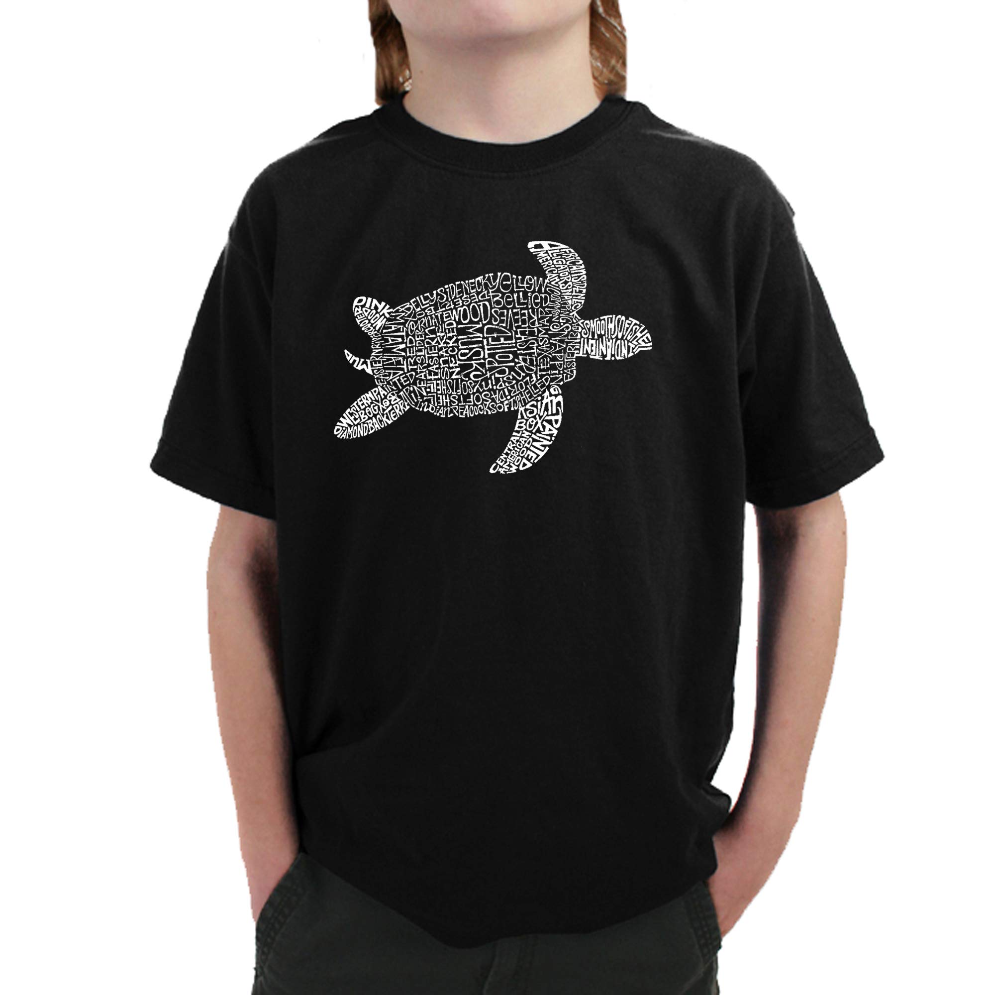 LA POP ART Boys' Word Art Graphic T-Shirt - Cute Turtle Design | Trendy Casual Wear for Kids, School, and Playtime