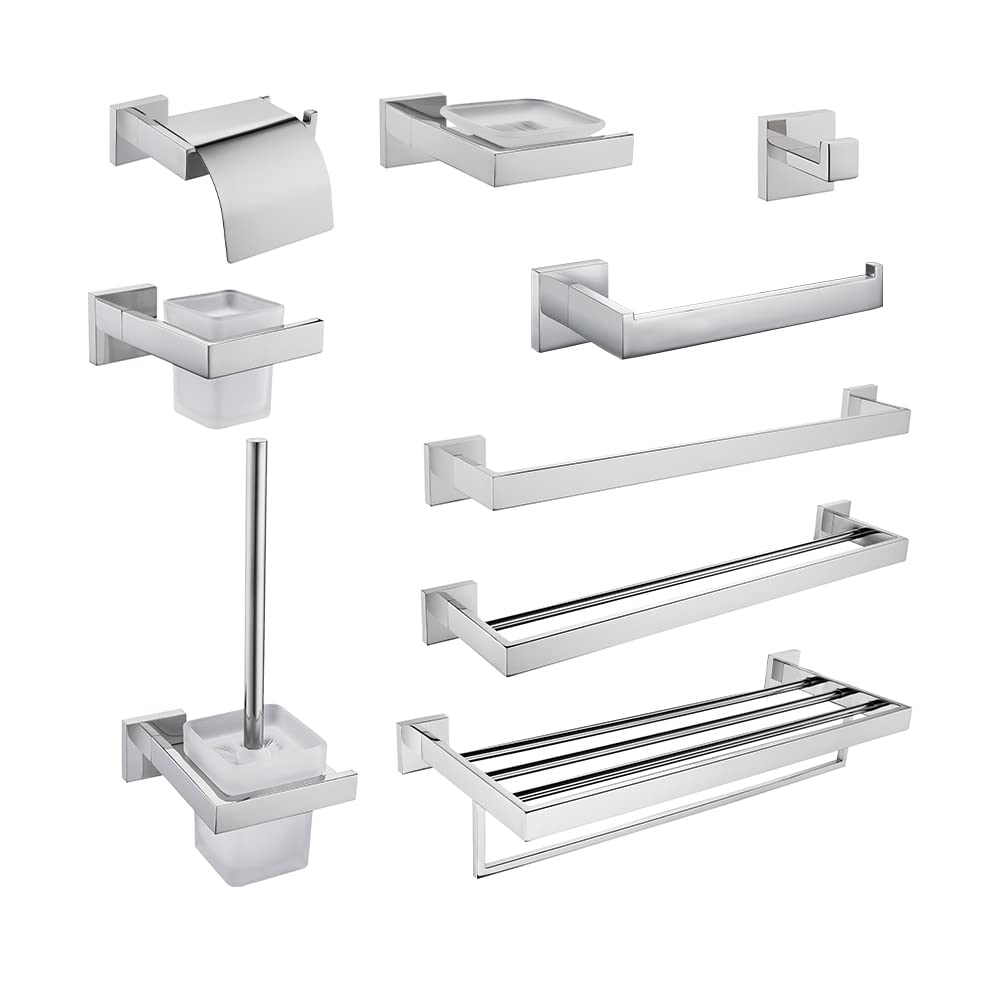Chrome Stainless Steel Towel Bar & Toilet Paper Holder - Wall Mounted Bathroom & Kitchen Organizer with Hook - Durable WC Accessories for Home, Hotel, or Spa (Paper Holder Color)