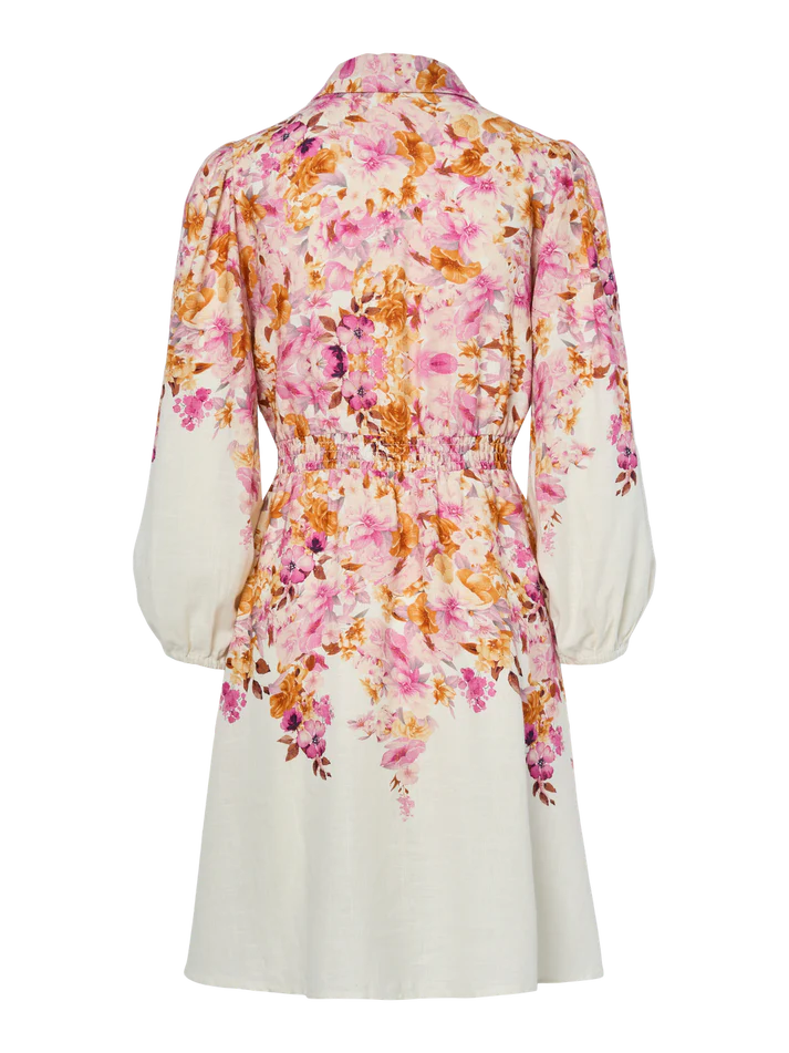 Cleo Long Sleeve Mini Dress - Floral Print in Birch Color | Women's Casual & Party Wear for Date Night, Office, and Special Occasions