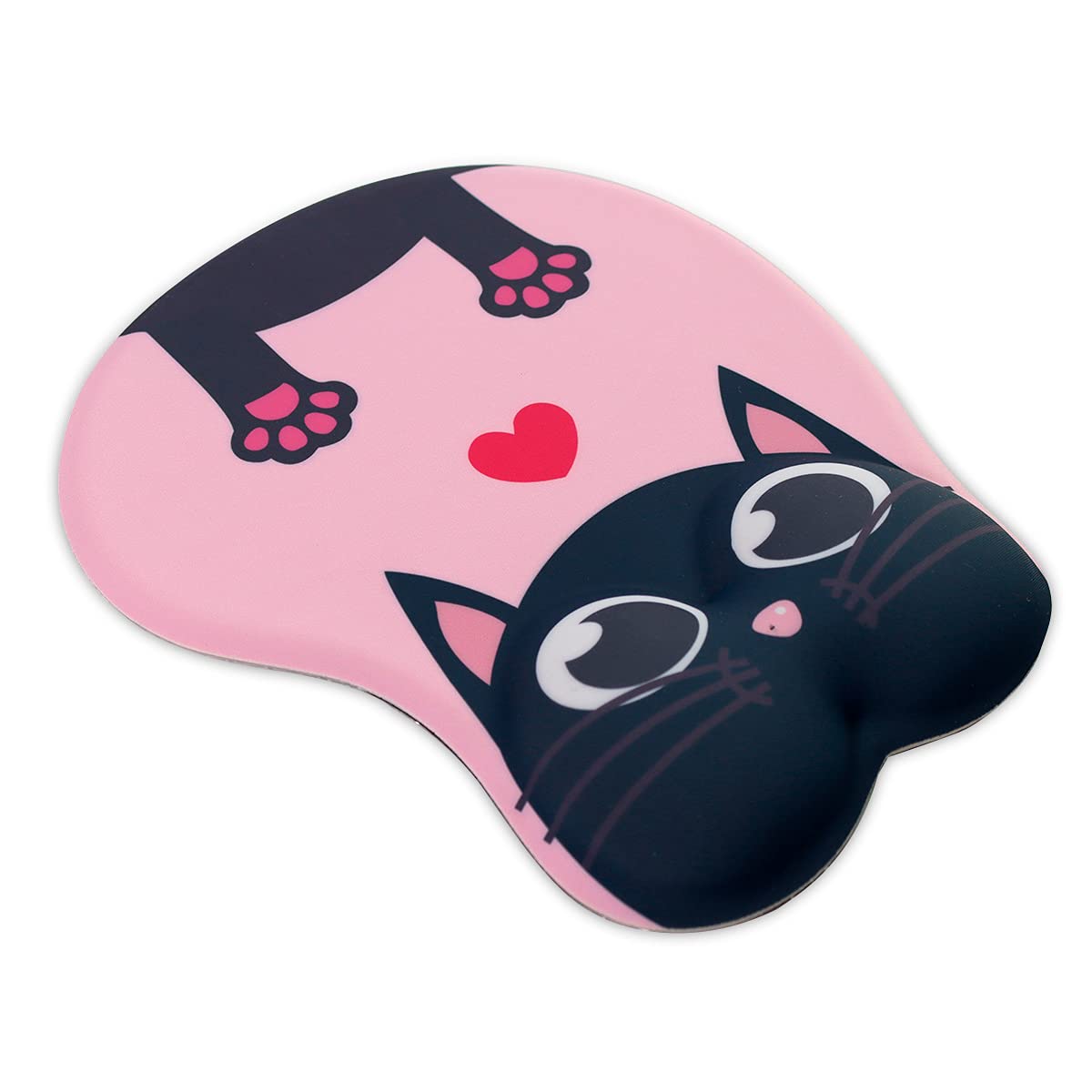 MMDW Cute Animal Mouse Pad with Wrist Support - Non-Slip Silicone Base for Home, Office, Working & Studying - Ergonomic Comfort for Easy Typing (Cat Star Man Design) - Perfect for Gamers, Programmers & Office Professionals