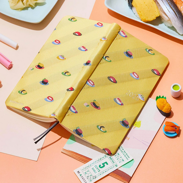 Hobonichi Weeks MEGA 2025 Planner - Hardcover Weekly Horizontal Notebook with Bow & Tie Sushi Design, English Edition | January Start, Monday Layout | Perfect for Journaling, Scheduling & Productivity Tracking
