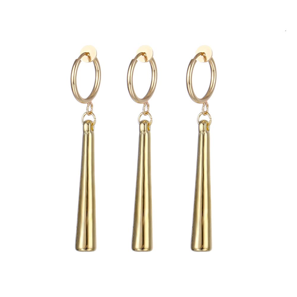 3 Pcs Gold Anime Cosplay Clip-On Earrings - Zoro Inspired Dangle Hoop Earrings for Women & Men - Cartilage Ear Cuffs for Parties, Halloween & Cosplay Events