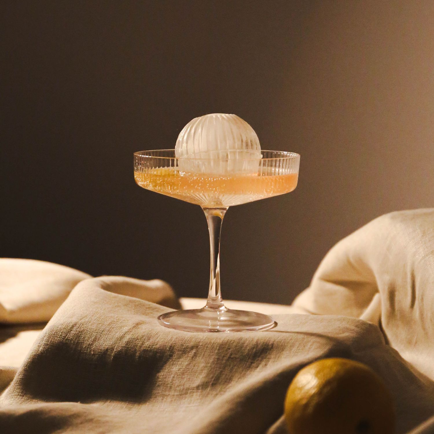 FERM LIVING Ripple Cocktail Glass Champagne Saucers - Set of 2 Clear Crystal Stemware for Champagne, Cocktails & Wine - Perfect for Weddings, Parties & Elegant Home Bar Decor