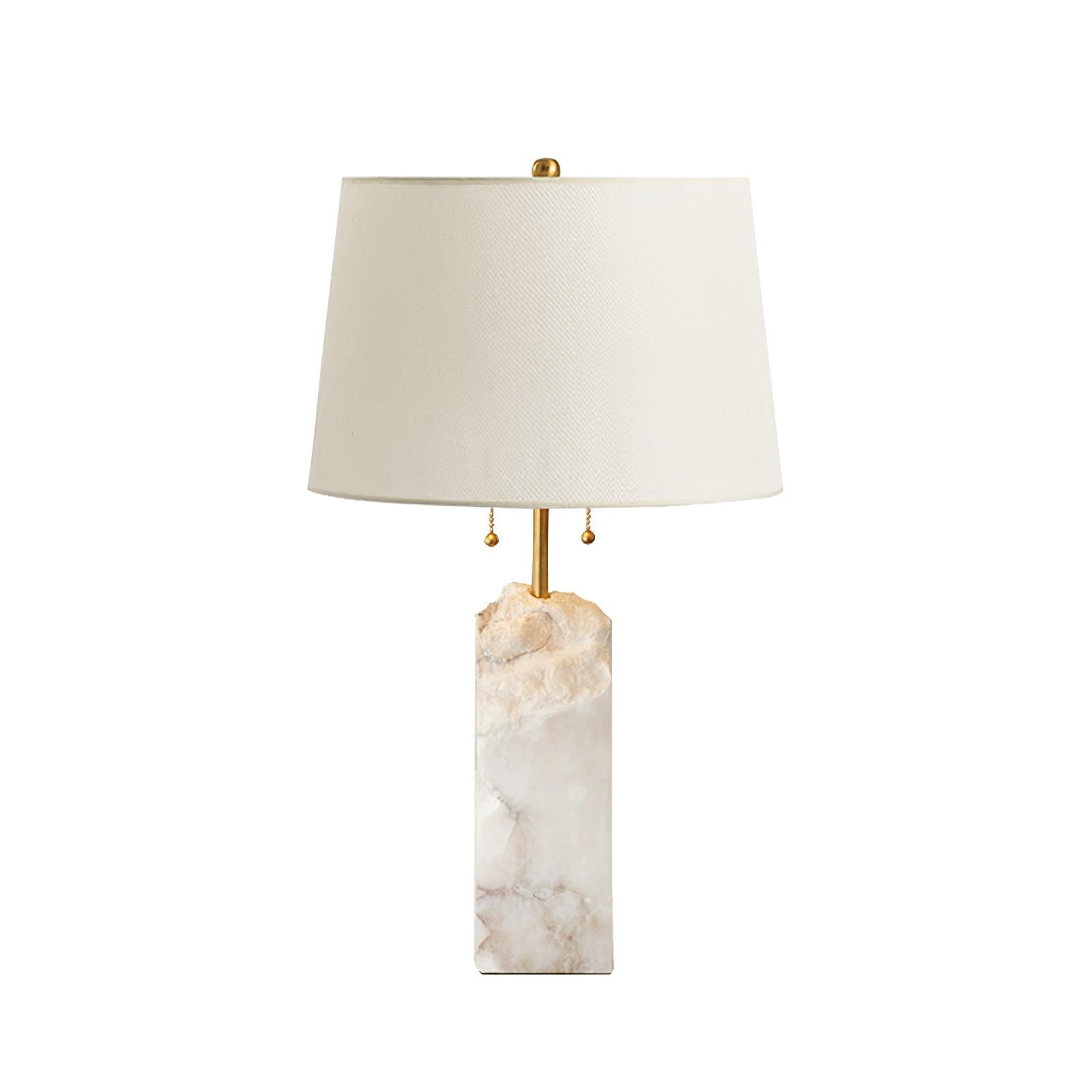 Handmade Raw Alabaster Table Lamp - Natural Stone Nightstand Light for Bedroom, Living Room & Office Decor - Dimmable Warm White Lighting for Relaxation & Reading
