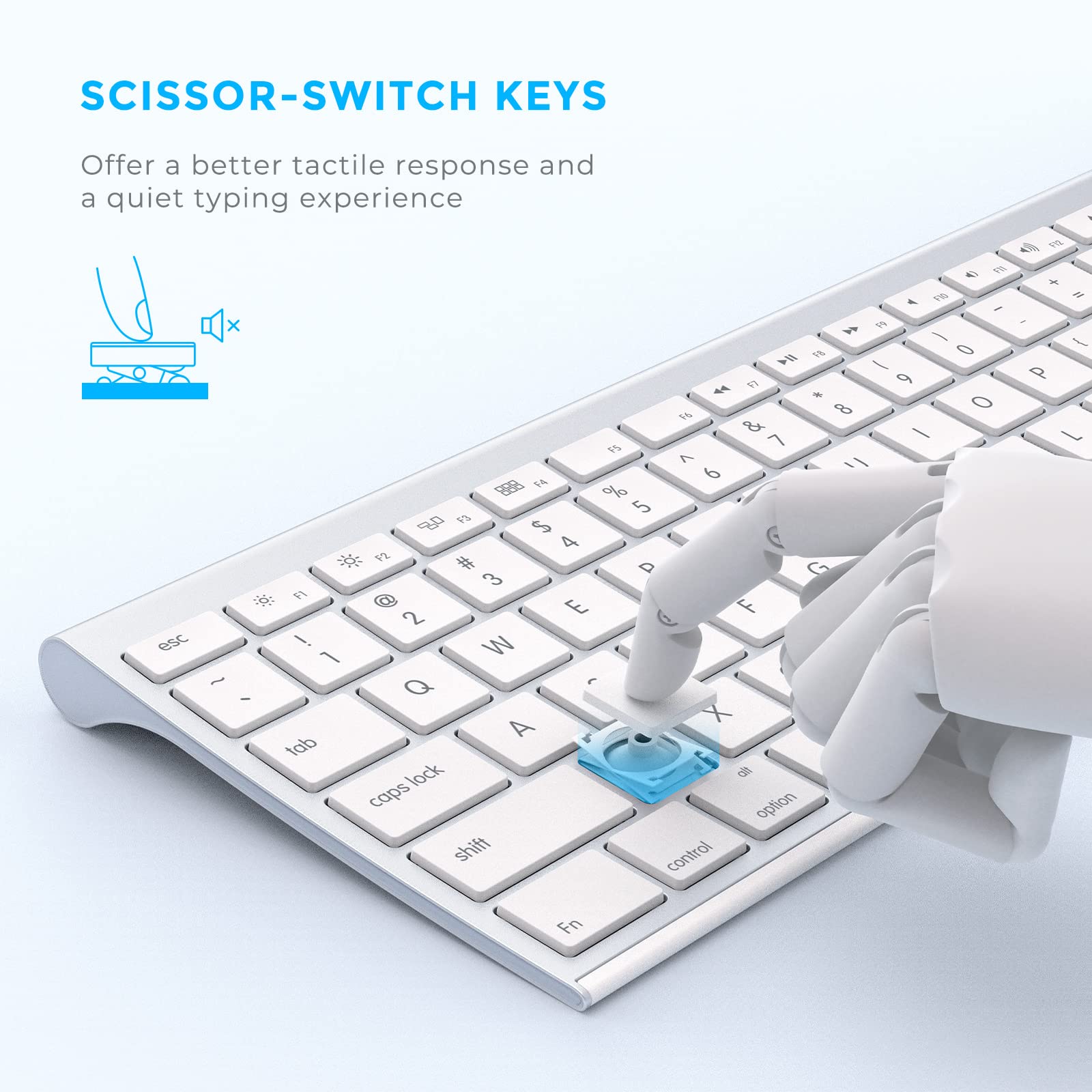 Wireless Bluetooth Keyboard and Mouse Combo for Mac - Ultra Slim, Rechargeable, Multi-Device Full Size Keyboard Mouse Set for MacBook Pro, MacBook Air, iMac, iPad - Perfect for Home Office, Work, and Remote Learning