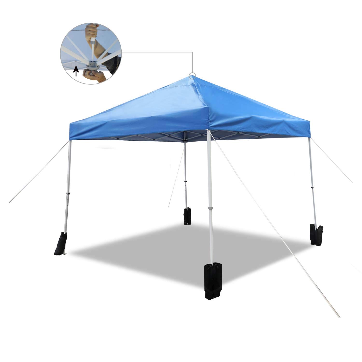 Amazon Basics 10ft x 10ft Instant Pop Up Canopy Tent with Wheeled Carry Bag & 4 Weight Bags - Portable Outdoor Shelter for Camping, Beach, Picnics, Backyard Parties (Blue)