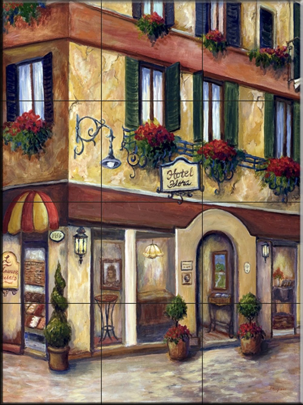 Hand-Painted Ceramic Backsplash Tile Mural - Venice Street Scene Landscape for Kitchen, Bathroom & Shower | Joanne Margosian Art | Perfect for Mediterranean & Vintage Home Decor
