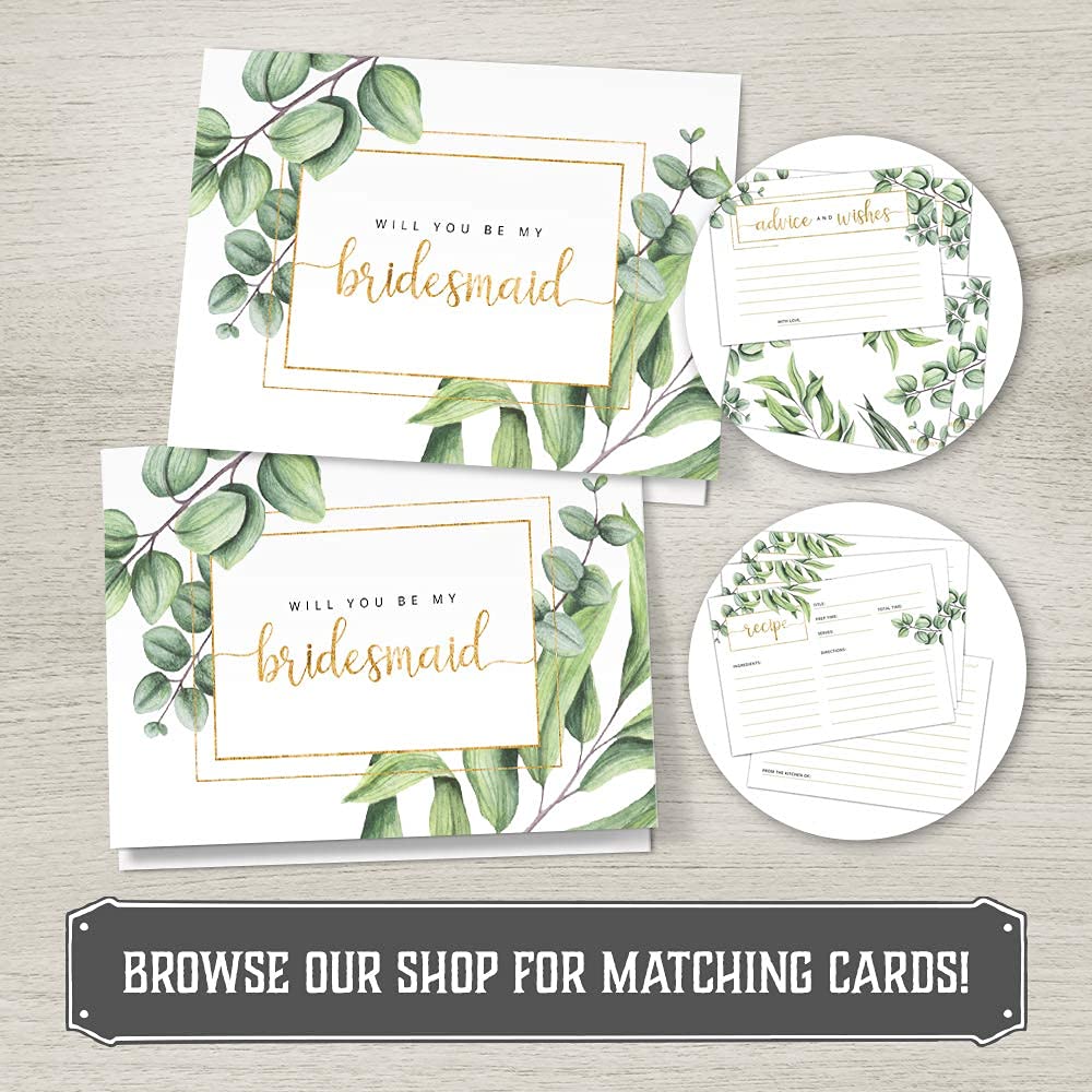 Will You Be My Bridesmaid Proposal Cards Set - 8 Bridesmaid & 2 Maid of Honor Cards with Envelopes | Greenery Wedding Party Invitation Stationery (10-Pack) - Perfect for Bridal Showers, Bachelorette Parties & Wedding Planning