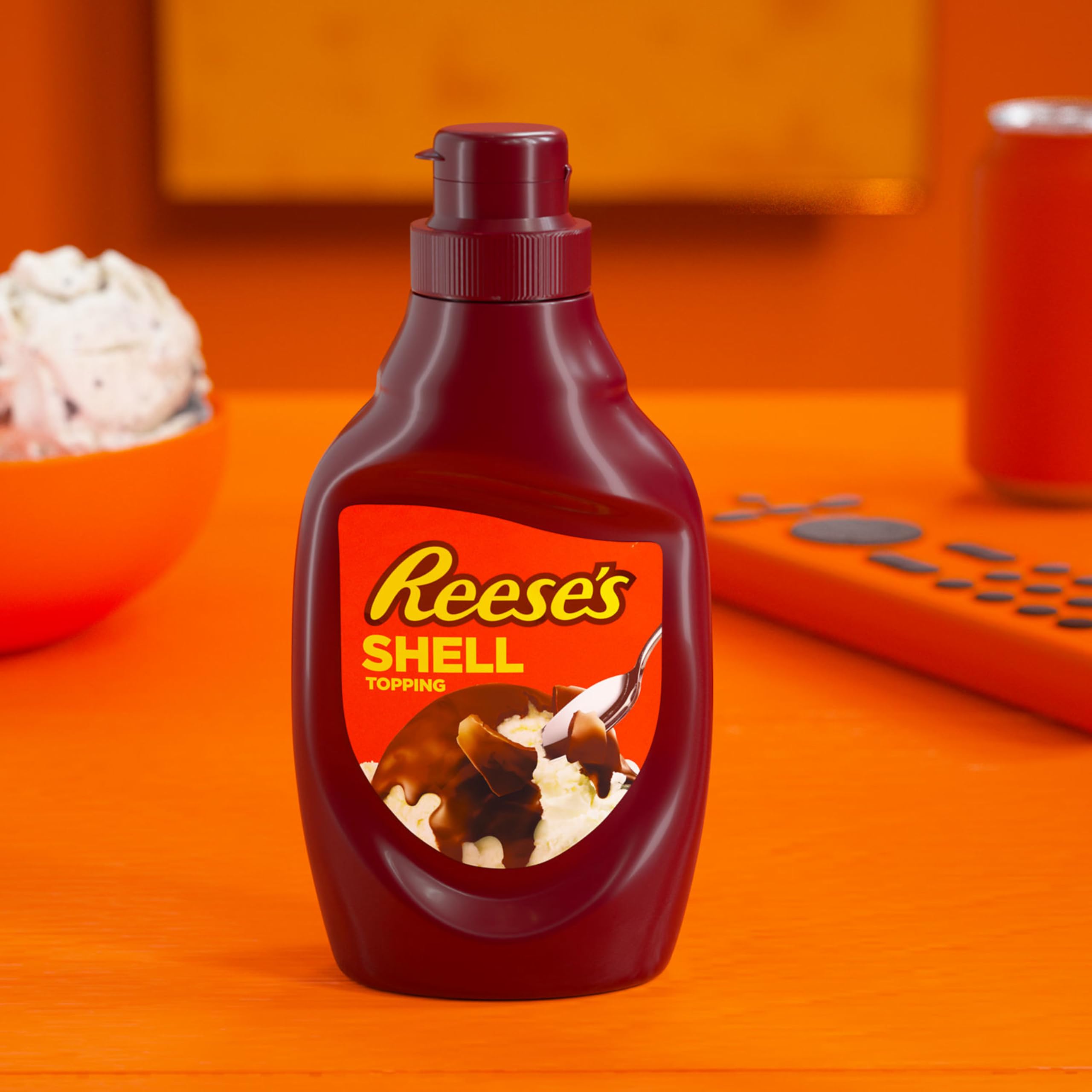 Reese's Chocolate Peanut Butter Shell Topping Bottle 7.25 oz - Perfect for Ice Cream, Desserts, and Baking | Rich Peanut Butter Flavor