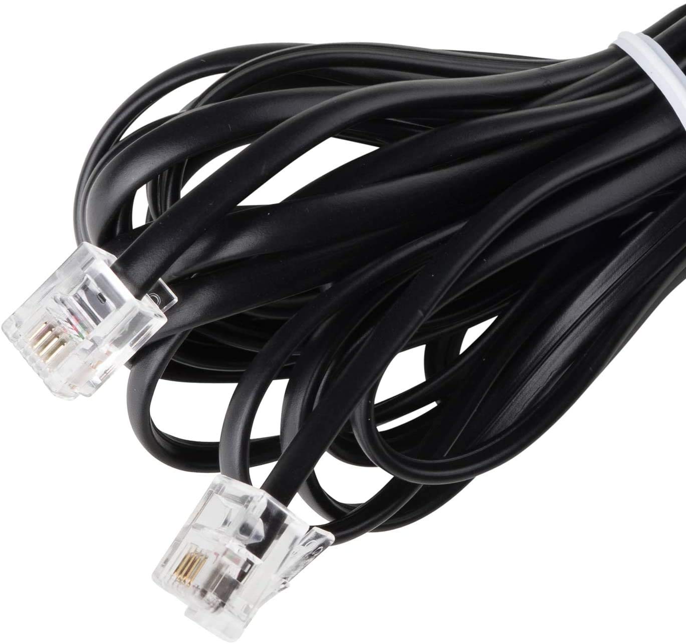 Premium 15ft Telephone Cord for Landline Phones - High-Quality RJ11 Phone Cable with Clear Sound & Durable Construction - Black - Compatible with All Devices Using Phone Jack - Perfect for Home, Office & Business Use