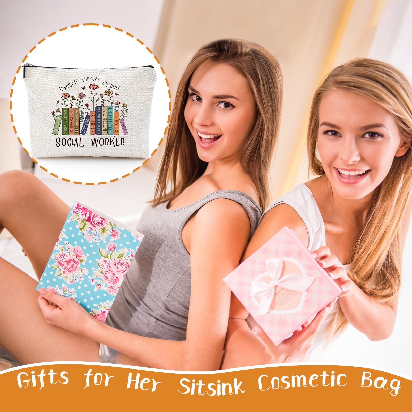 Social Worker Makeup Bags - Gifts for Social Workers, Cosmetic Bags for Women & Girls | Advocate Support Empower Thank You Gift | Perfect for Daily Use, Travel & Professional Settings