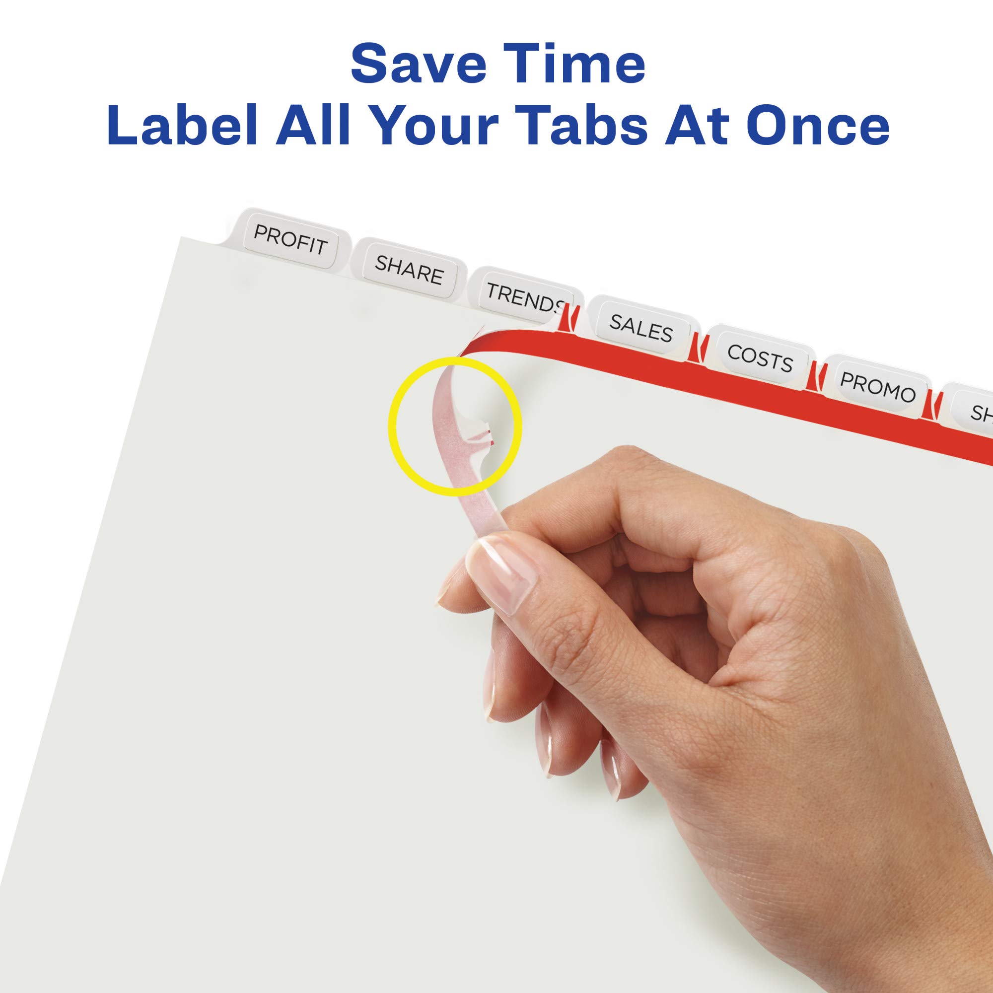 Avery 8-Tab Binder Dividers with Clear Label Strips - White Tabs, 50 Sets (11557) - Perfect for School, Office Organization & Document Filing