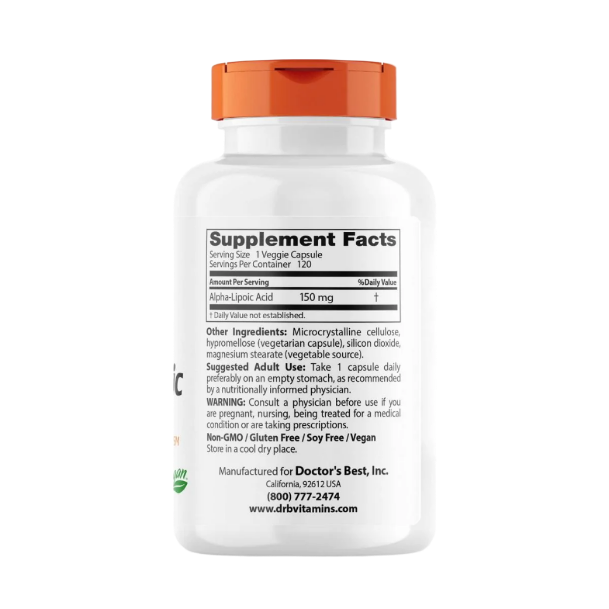 Doctor's Best Alpha Lipoic Acid 150mg - 120 Vegan Capsules for Antioxidant Support, Blood Sugar Control & Nerve Health - Perfect for Daily Wellness & Detox Supplement Routine