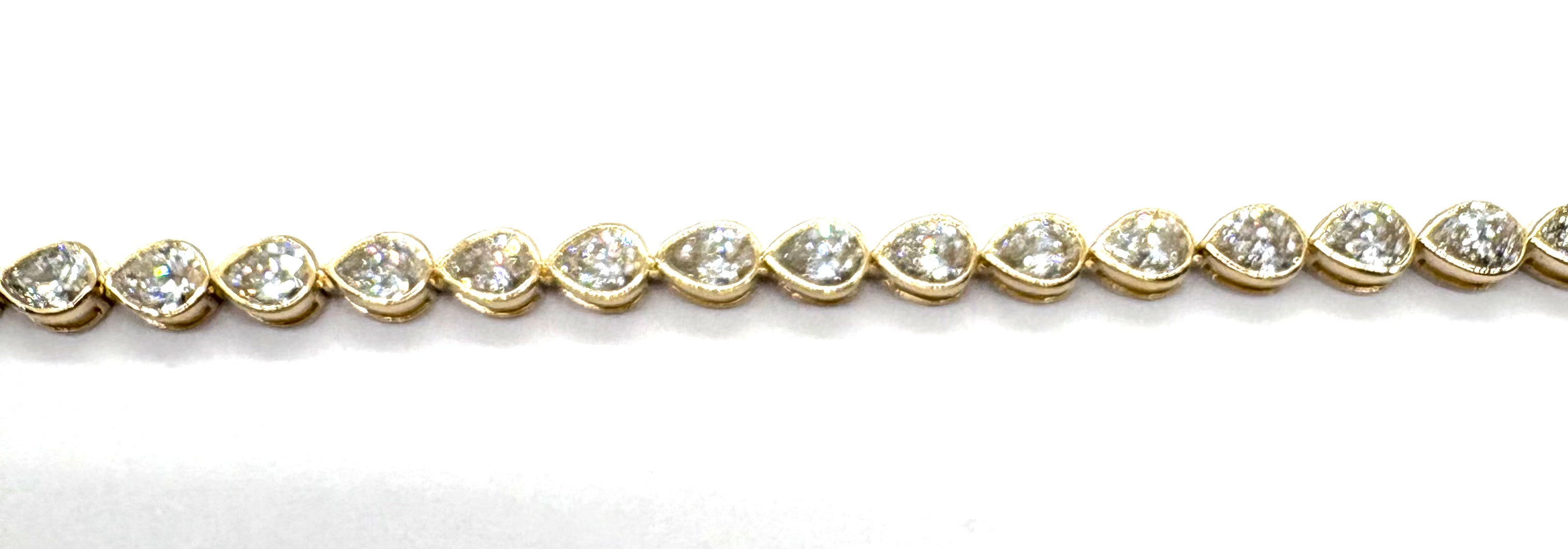 14K Gold Lab-Created Pear Bezel Tennis Bracelet for Women - Elegant Jewelry Gift for Wedding, Anniversary & Special Occasions