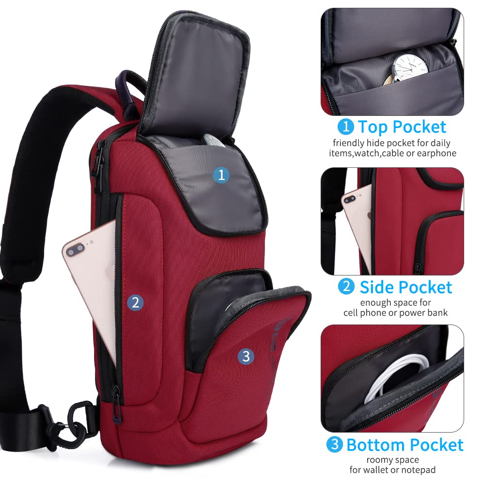 BANGE Sling Bag for Men & Women - Crossbody Shoulder Bag, Lightweight Travel Backpack for Hiking, Gym, Work & Daily Use
