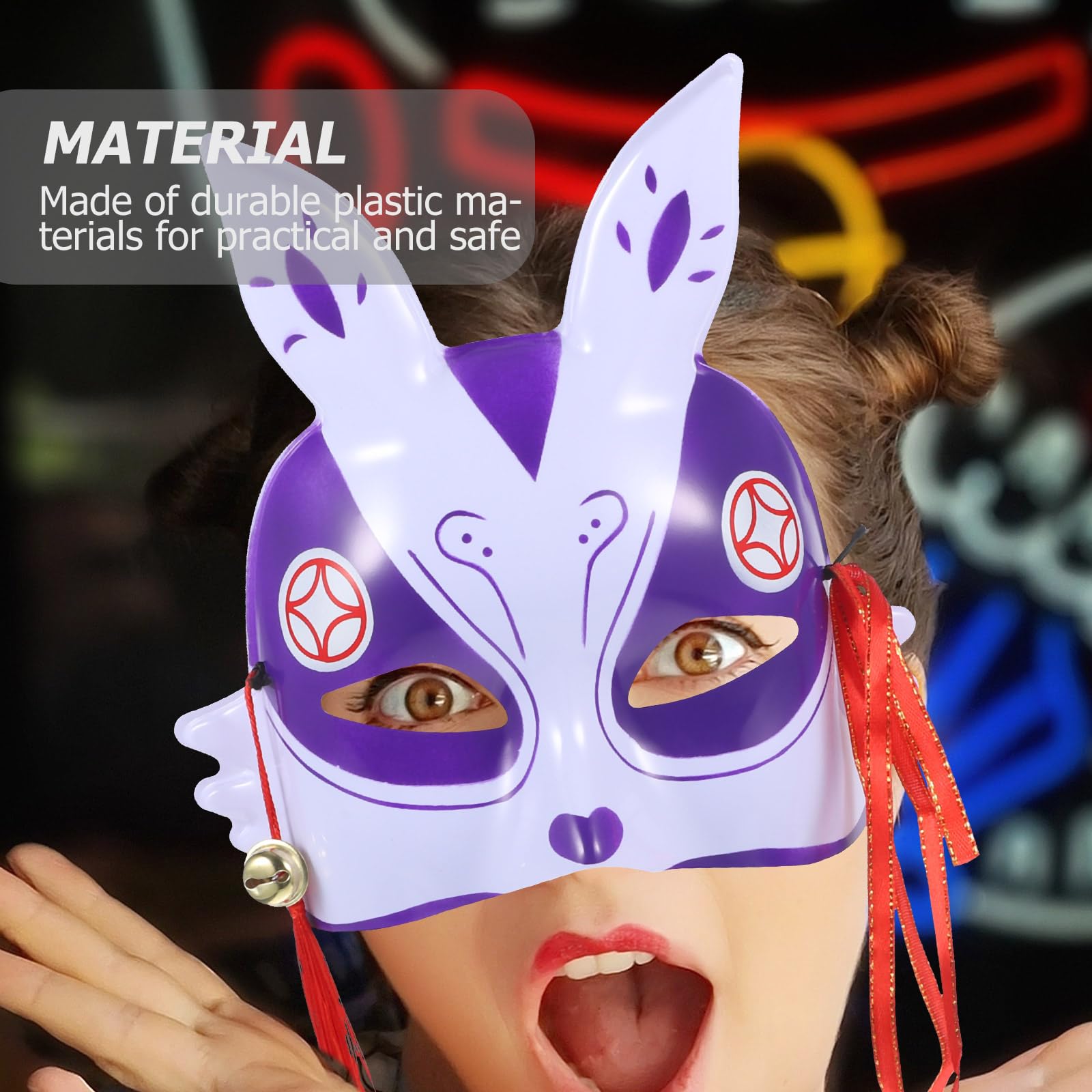 Bunny Mask Costume for Halloween & Easter Party - Purple Rabbit Accessory