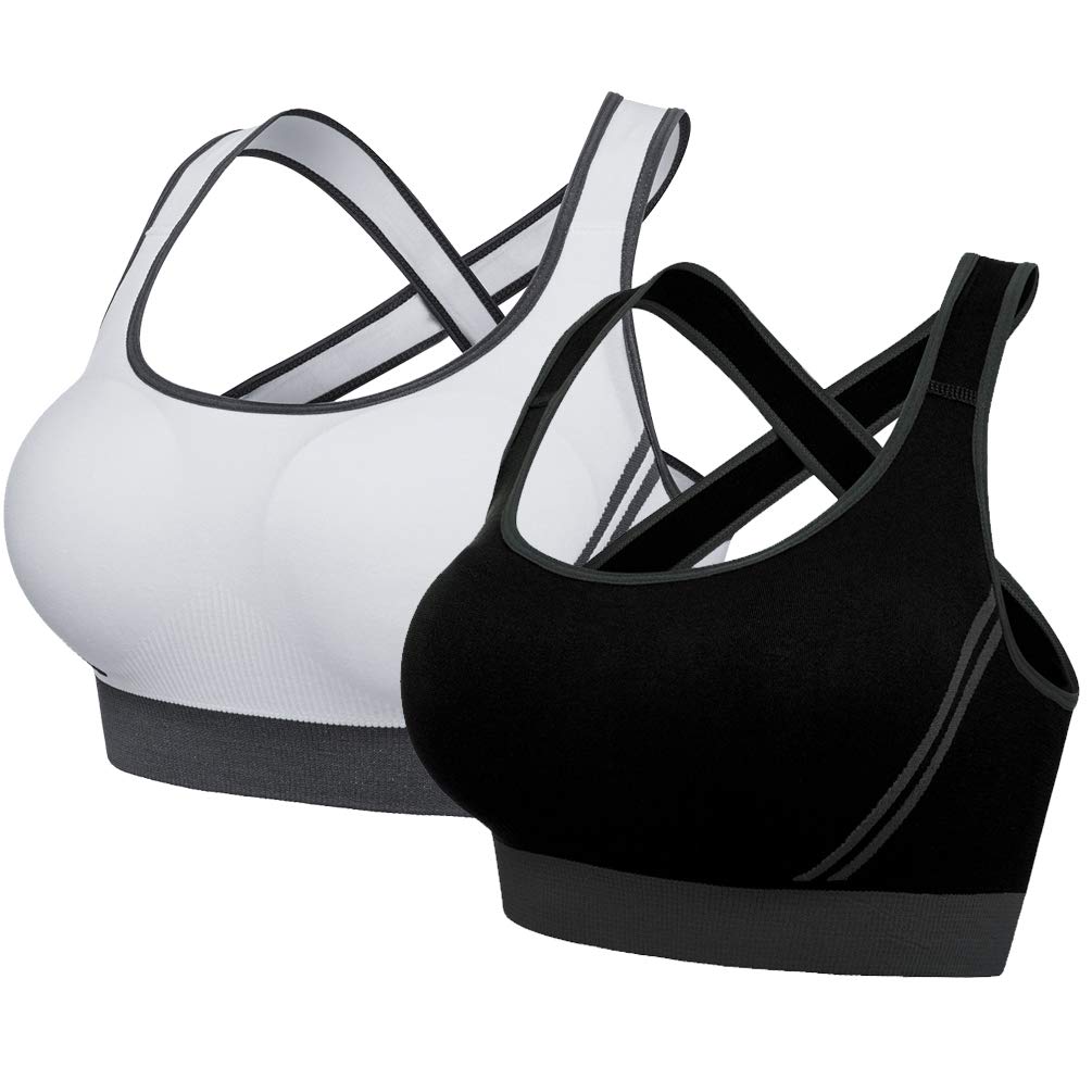 HOMETA Women's Seamless Crossback Sports Bra with Removable Pads - Yoga, Gym, Workout & Fitness Support - Perfect for Running, Pilates and High-Impact Activities
