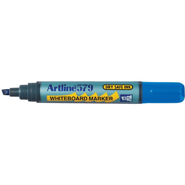 Artline 579 Whiteboard Marker - 5mm Chisel Tip, Blue Ink, Pack of 12 - Ideal for Office, Classroom & Home Whiteboard Writing