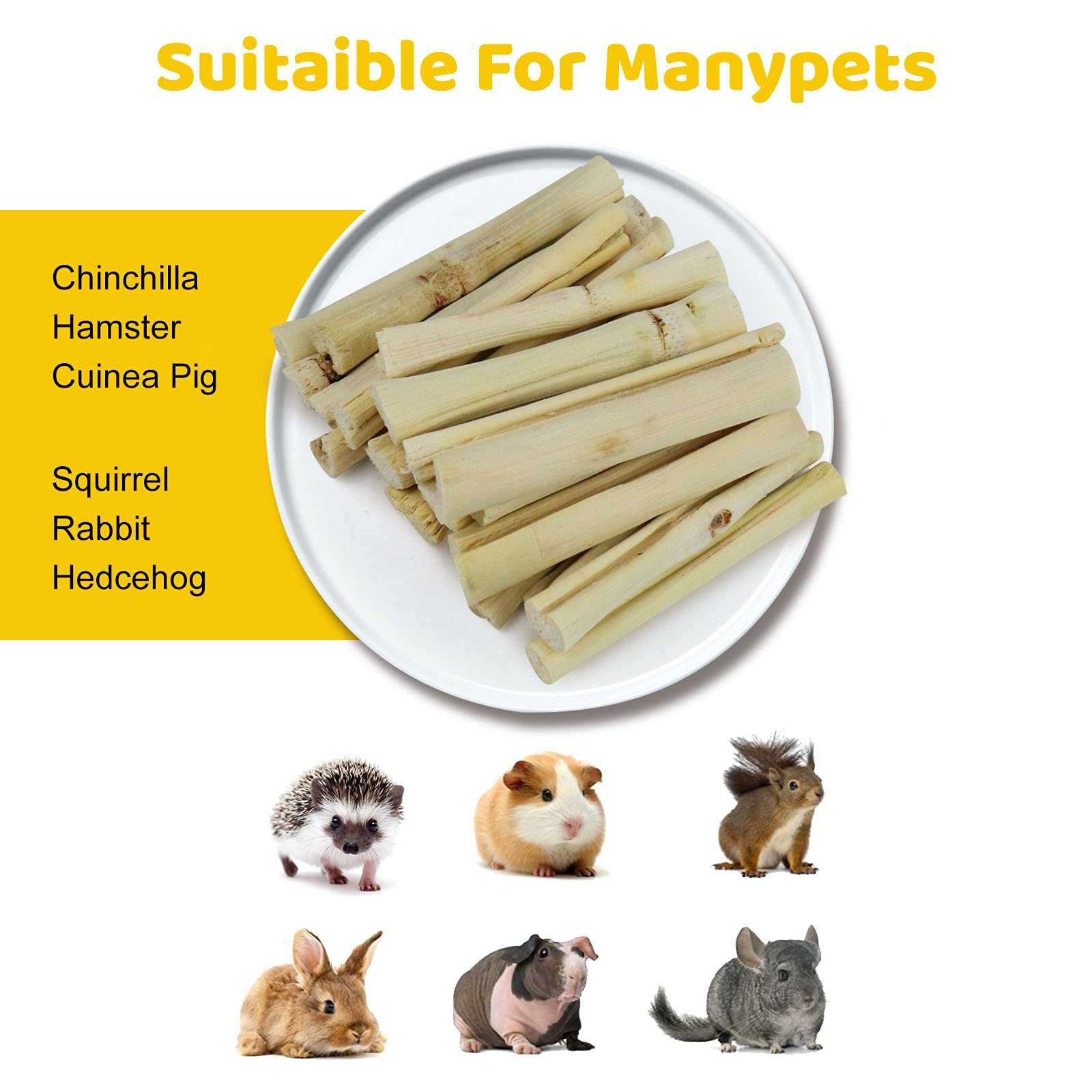 300g Barley Ears Sweet Bamboo Chew Sticks - Natural Teeth Cleaning Toys for Rabbits, Hamsters, Guinea Pigs & Small Pets - Perfect for Dental Health & Boredom Relief - Great for Cage Enrichment & Chewing Needs