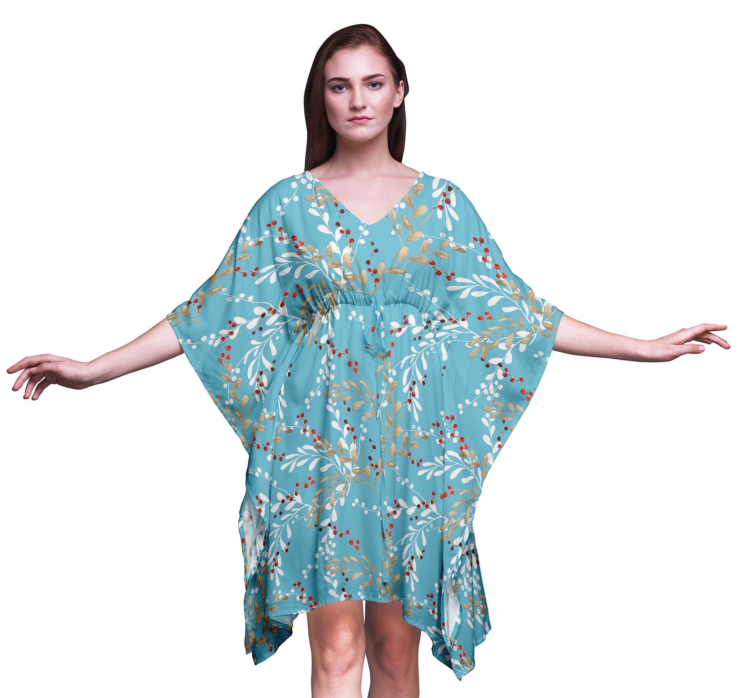 Bimba Short Caftan Midi Dress - Women's Beach Cover Up Swimwear Kaftan for Pool, Vacation & Summer Outfits
