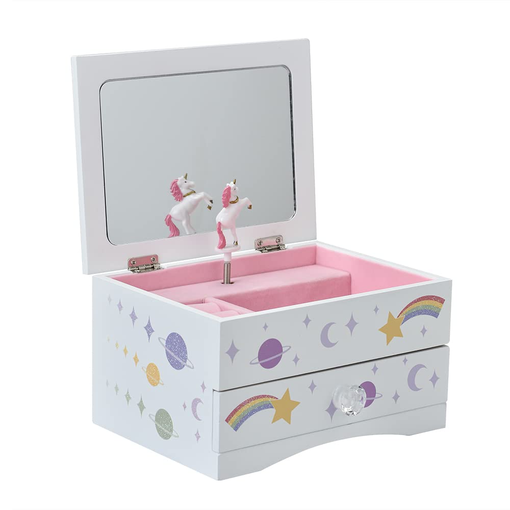 Art Lins Aliz Unicorn Music Jewelry Box for Girls - Wooden Keepsake Box with Glittery Unicorn Design, Perfect for Jewelry Storage & Room Décor - Ideal Gift for Girls & Teens (Purple) | Great for Bedroom Organizer, Birthday Presents & Childhood Memory Storage