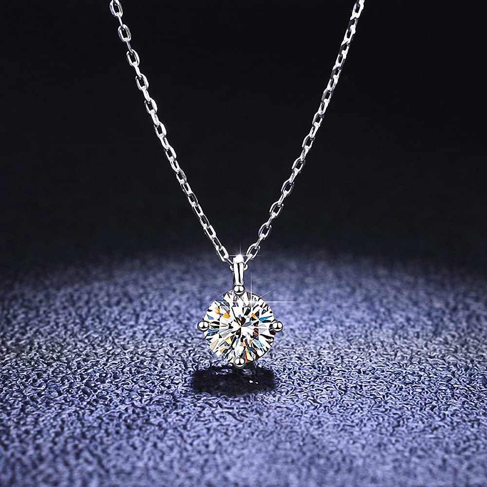 1CT Moissanite Diamond Pendant Necklace for Women - D Color VVS1 Clarity 925 Sterling Silver Jewelry | Elegant Wedding, Birthday & Anniversary Gift for Her | Perfect for Bridal, Date Night & Special Occasions