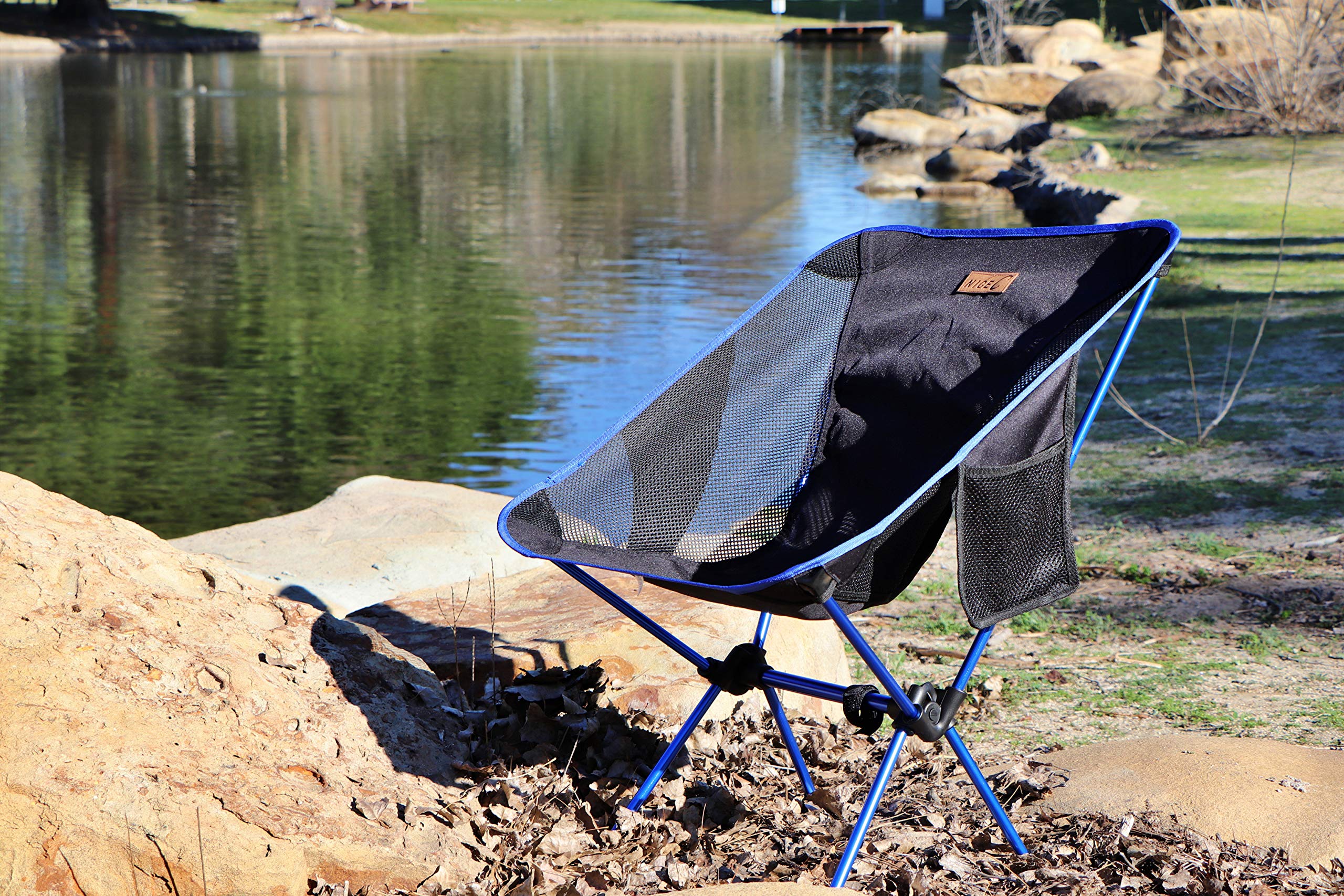 Premium Ultralight Folding Camping Chairs for Adults - Portable Compact Outdoor Chairs with 2 Storage Pockets & Carry Bag - Perfect for Camping, Hiking, Travel, Picnics, Beach, Festivals & Backyard (2-Pack, Blue)