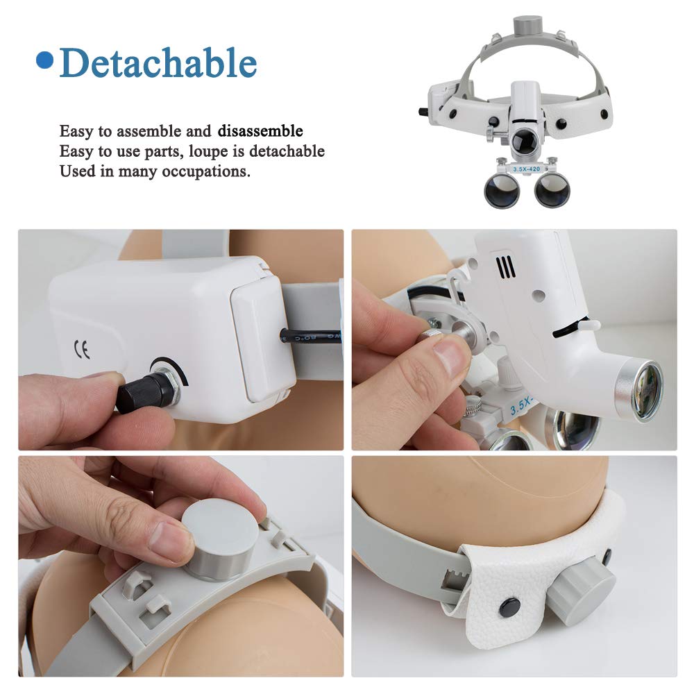 3.5X Magnifying Glasses with LED Light & Headband - Binocular Loupes for Jewelry Making, Watch Repair & Dental Work - Hands-Free Magnifier for Hobbyists & Professionals